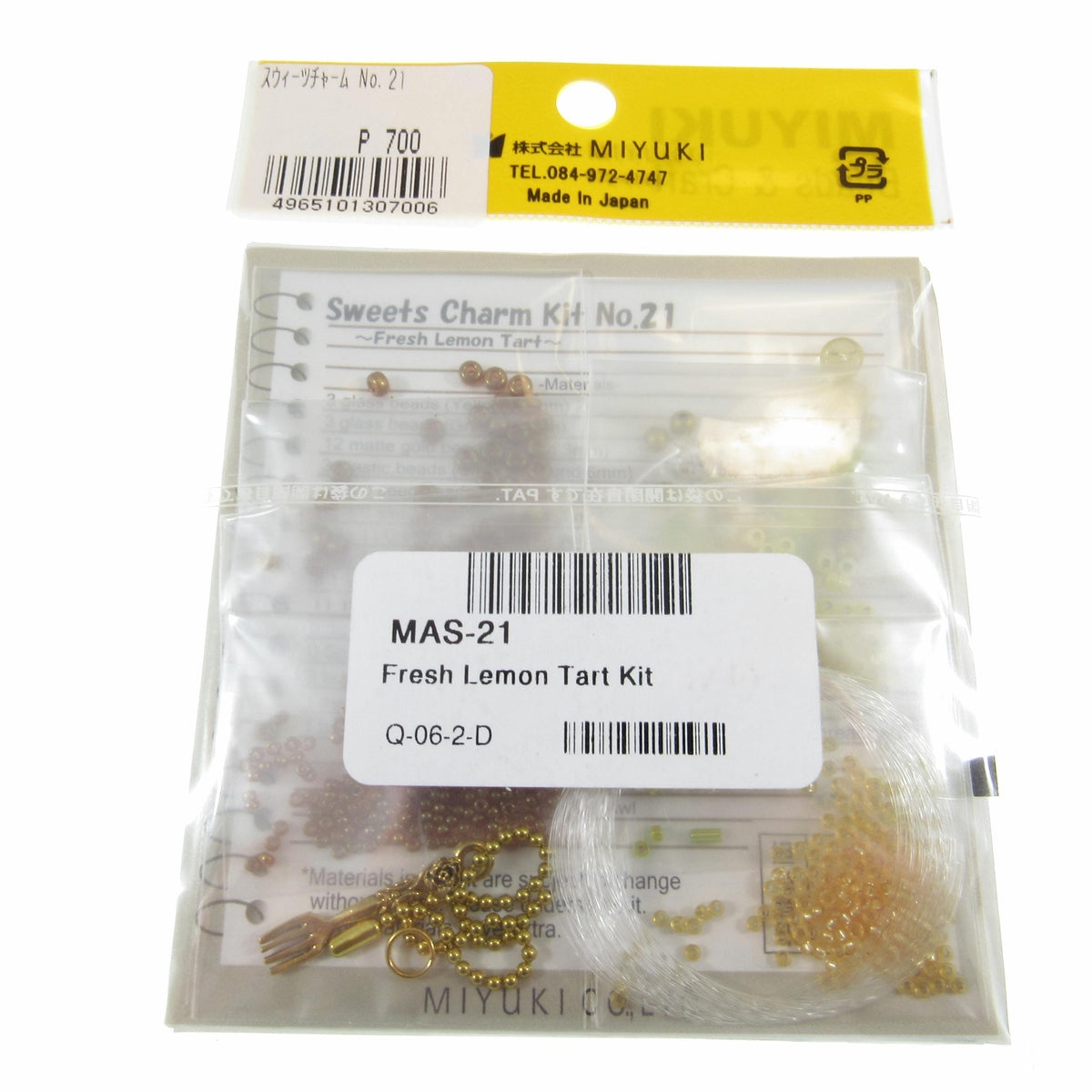 Miyuki Bead Jewelry Kit – Fresh Lemon Tart Sweets Charm – No. 21 – Japanese DIY Seed Beads Beading Kit – Made in Japan - MAS-21