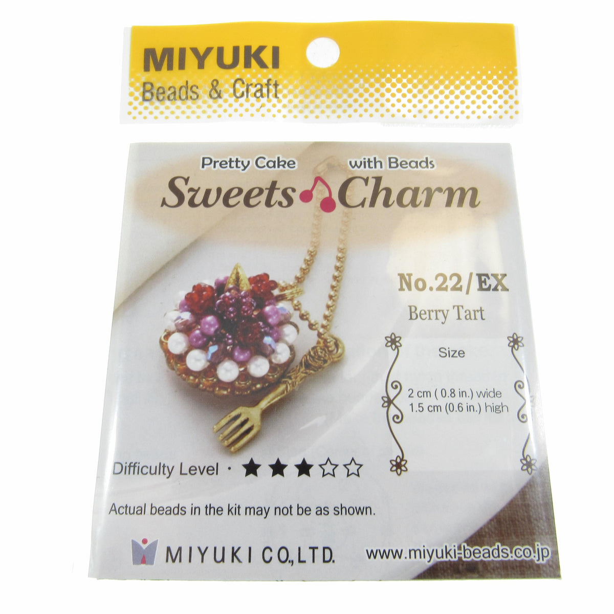 Miyuki Sweets Charm Bead Jewelry Kit – Berry Tart Mini Dessert Pendant, Made in Japan, Cute Kawaii Beading Kit, DIY Craft Gift - MAS-22