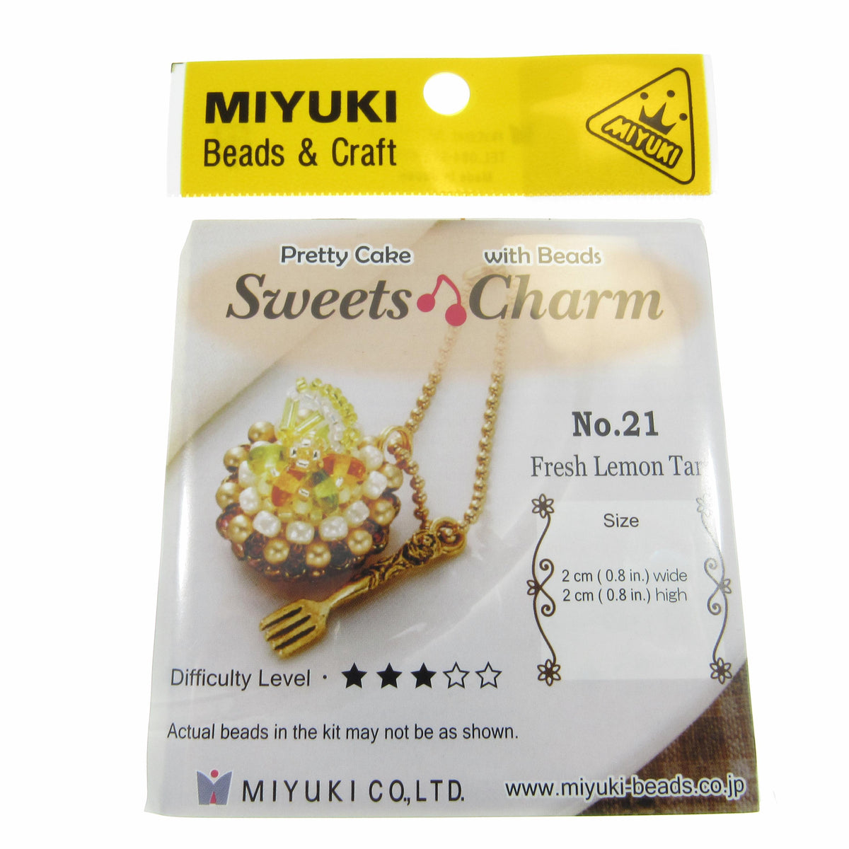 Miyuki Bead Jewelry Kit – Fresh Lemon Tart Sweets Charm – No. 21 – Japanese DIY Seed Beads Beading Kit – Made in Japan - MAS-21