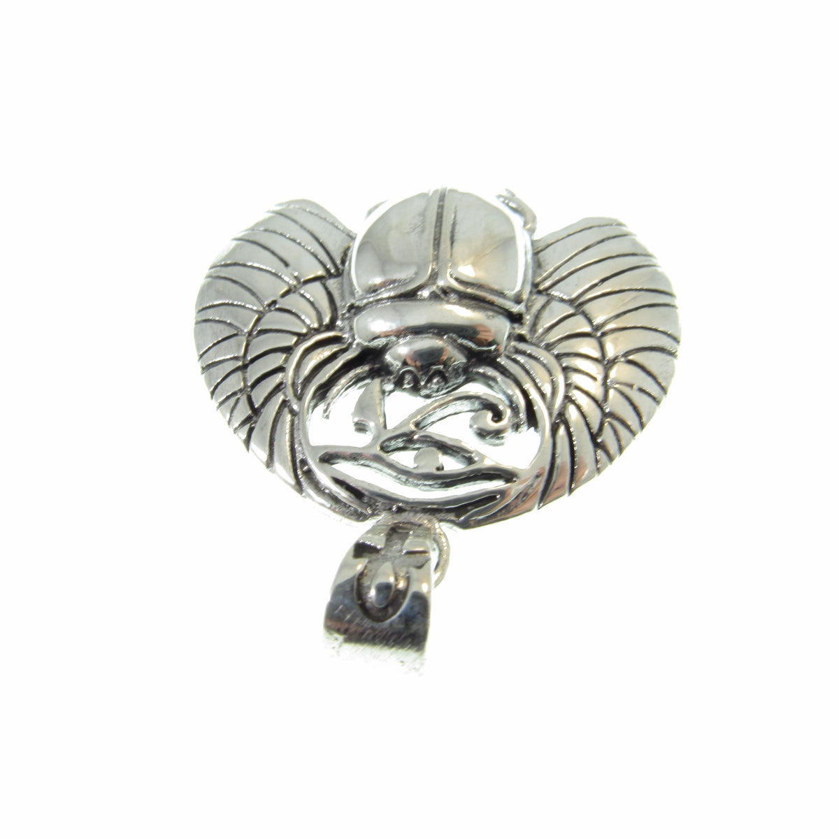 Solid 925 Sterling Silver Scarab Beetle Pendant – Handcrafted Egyptian Jewelry for Mysticcore & Occult Style – Protective Talisman Amulet