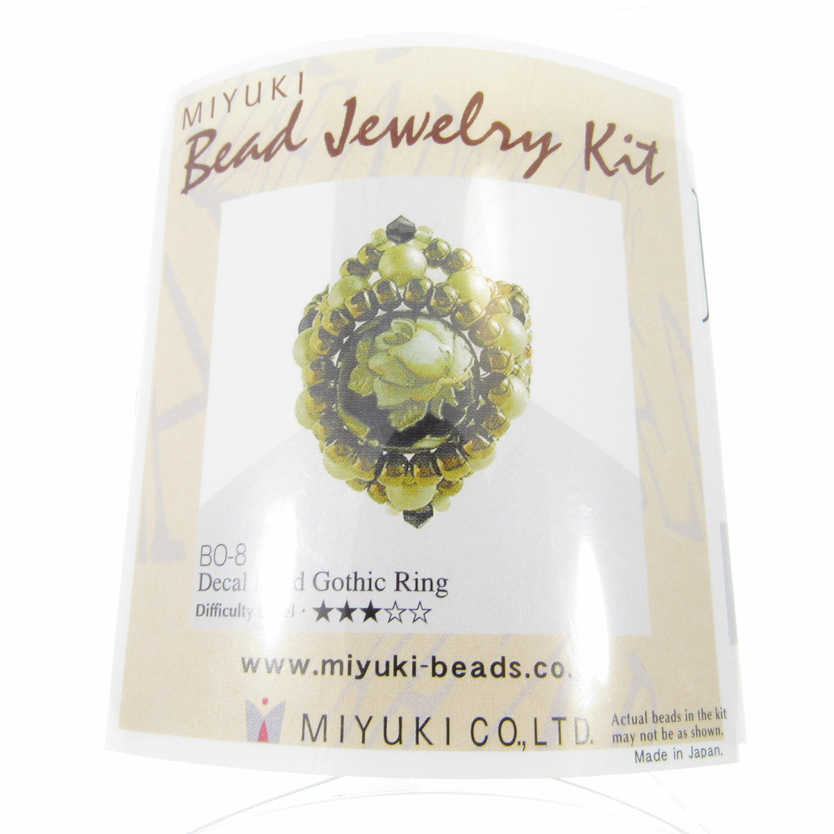 MIYUKI Bead Jewelry Kit – Decal Bead Gothic Ring – Green Vintage Floral Beaded Ring Kit – Japanese Beadwork DIY Craft Gift - BO-08