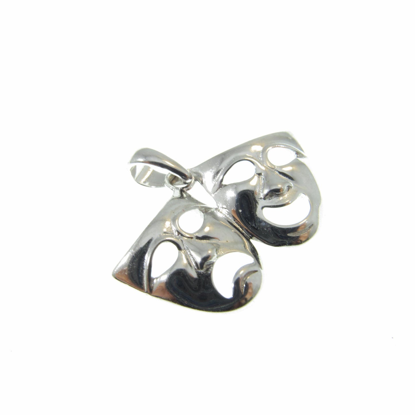 Solid 925 Sterling Silver Theater Mask Pendant, Classical Theatre Comedy & Tragedy Masks, Laughing and Sad Faces Jewelry Charm