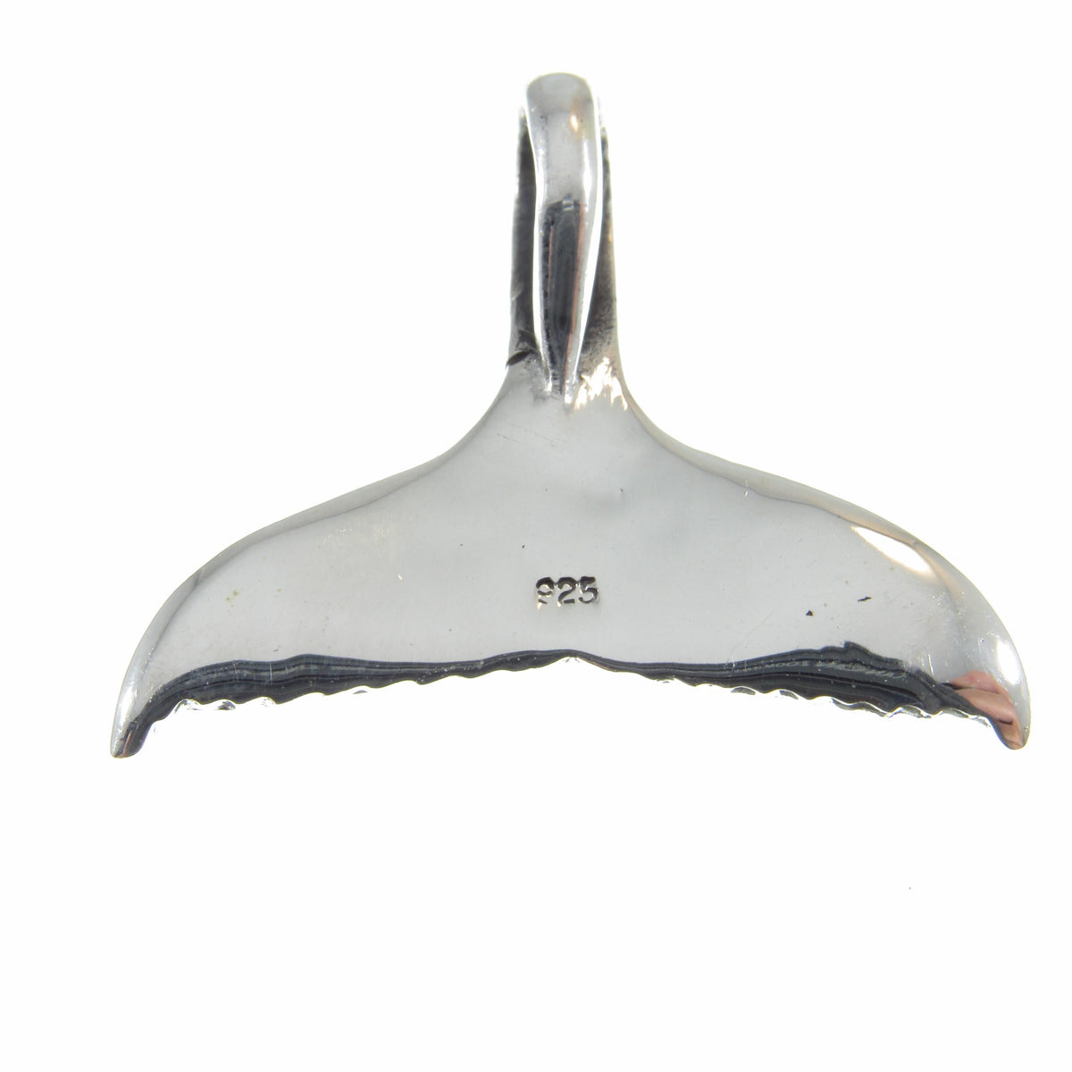 Solid 925 Sterling Silver 3D Whale Tail Slide Pendant - Nautical Jewelry Charm - Unique Design