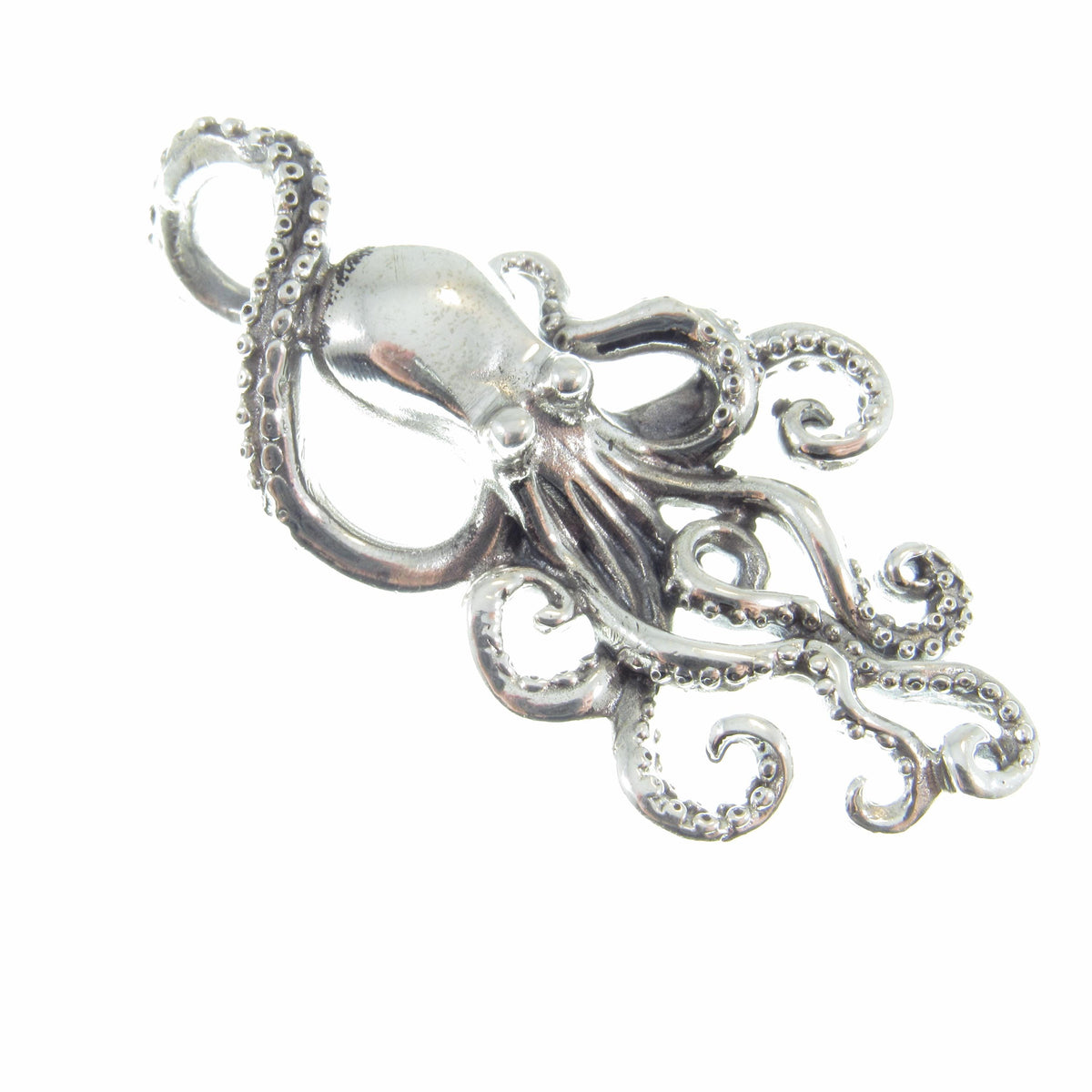 Large Solid 925 Sterling Silver Octopus Slide Pendant – Nautical Jewelry – Ocean Lover Statement Piece