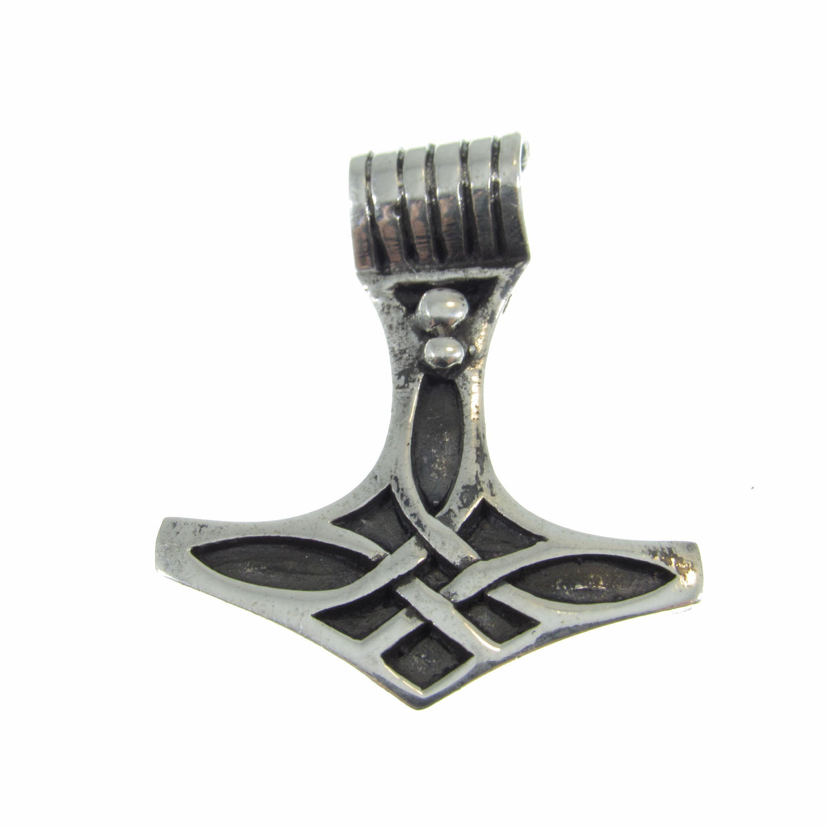 Solid 925 Sterling Silver Thor’s Hammer Slide Pendant – Handcrafted Viking Jewelry – Norse Mythology Charm – Mjolnir Celtic Knotwork Amulet