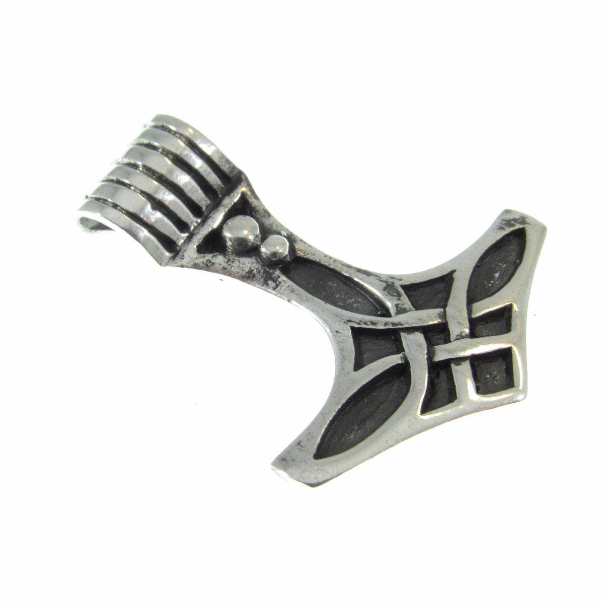 Solid 925 Sterling Silver Thor’s Hammer Slide Pendant – Handcrafted Viking Jewelry – Norse Mythology Charm – Mjolnir Celtic Knotwork Amulet
