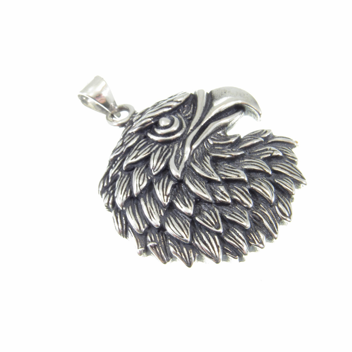 Solid Sterling Silver Eagle Pendant – 3D Bald Eagle Head Amulet, Patriotic Jewelry for Men, American Symbol of Freedom, Gift for Him
