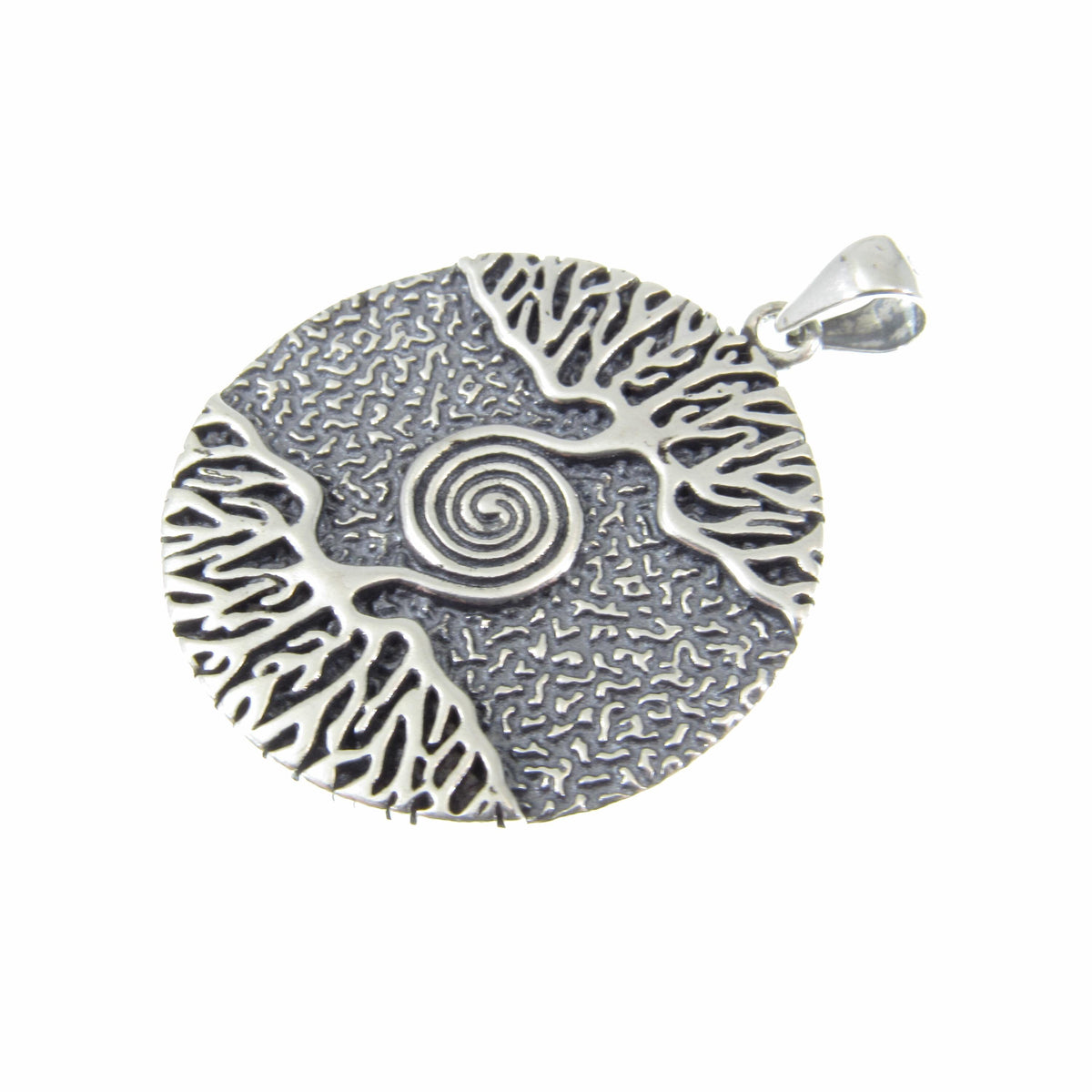 Solid 925 Sterling Silver Tree of Life Pendant – Celtic Spiral & Roots Amulet, Spiritual Nature Jewelry, Symbol of Wisdom, Wiccan Pagan Gift