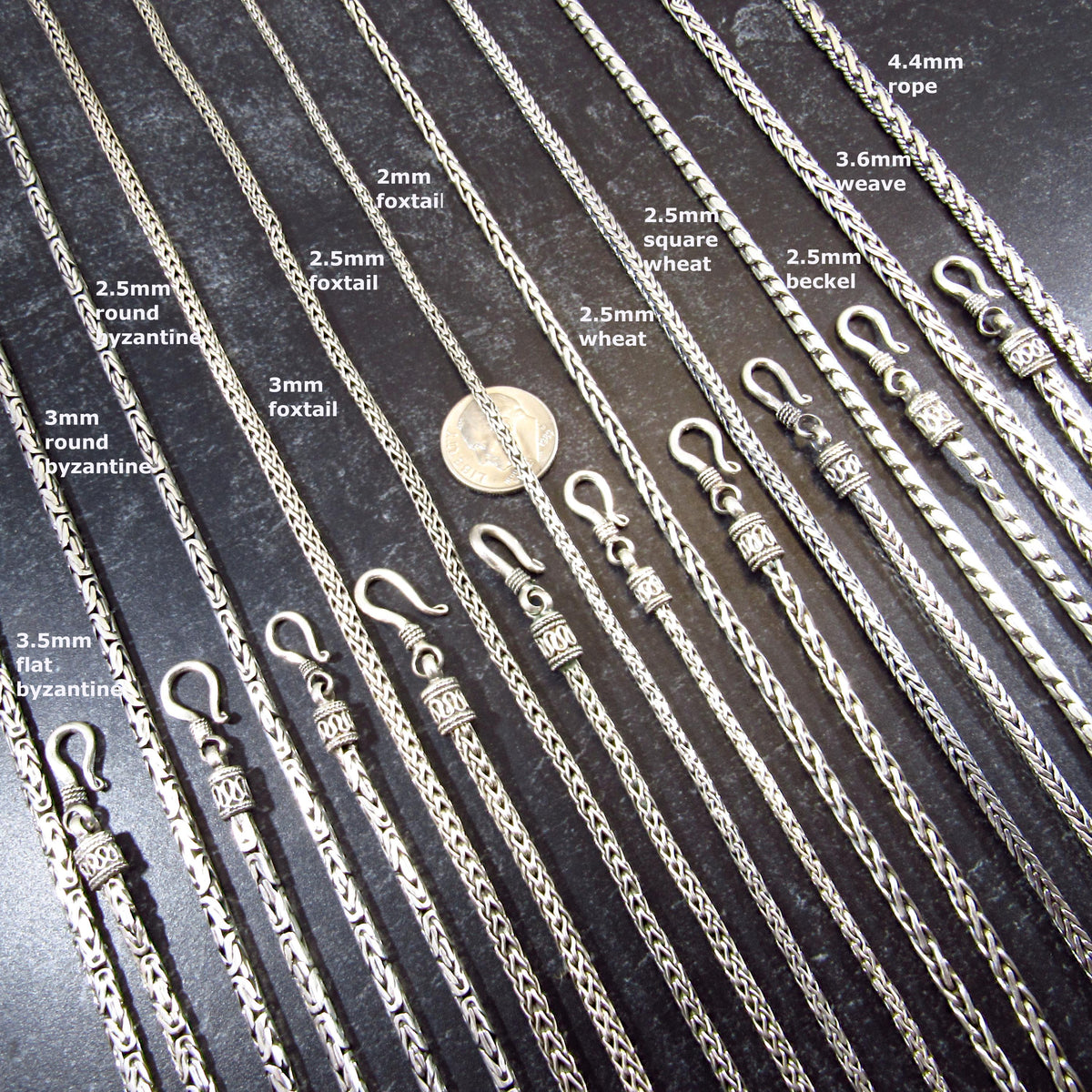 Solid 925 Sterling Silver Balinese Chains, Necklace or Bracelet – Handmade in Bali, Oxidized Unisex Jewelry, Unique Gift for Men & Women