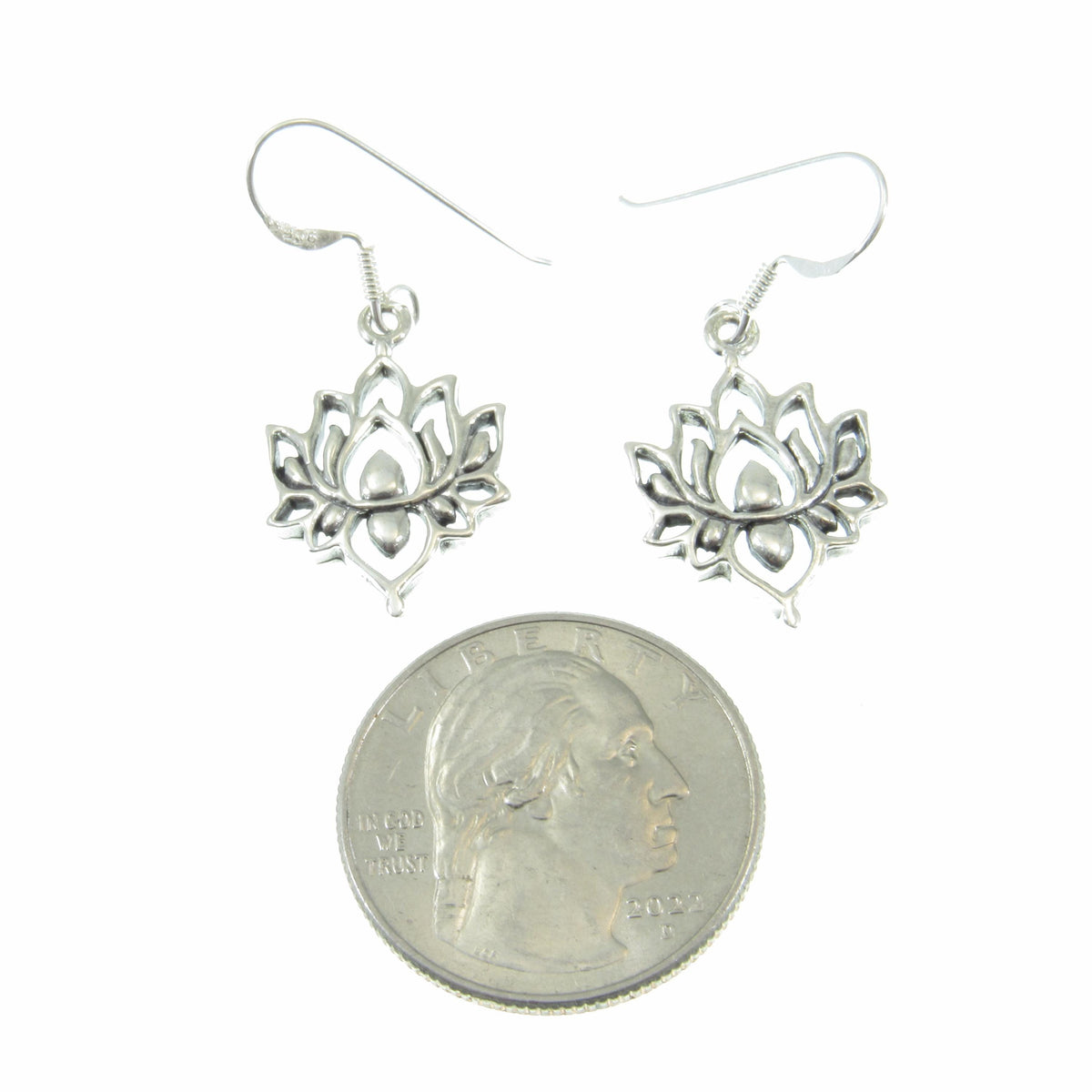 Solid 925 Sterling Silver Lotus Flower Earrings – Boho Drop Dangle Earrings for Women, Yoga Jewelry, Spiritual Silver Earrings, Gift for Her