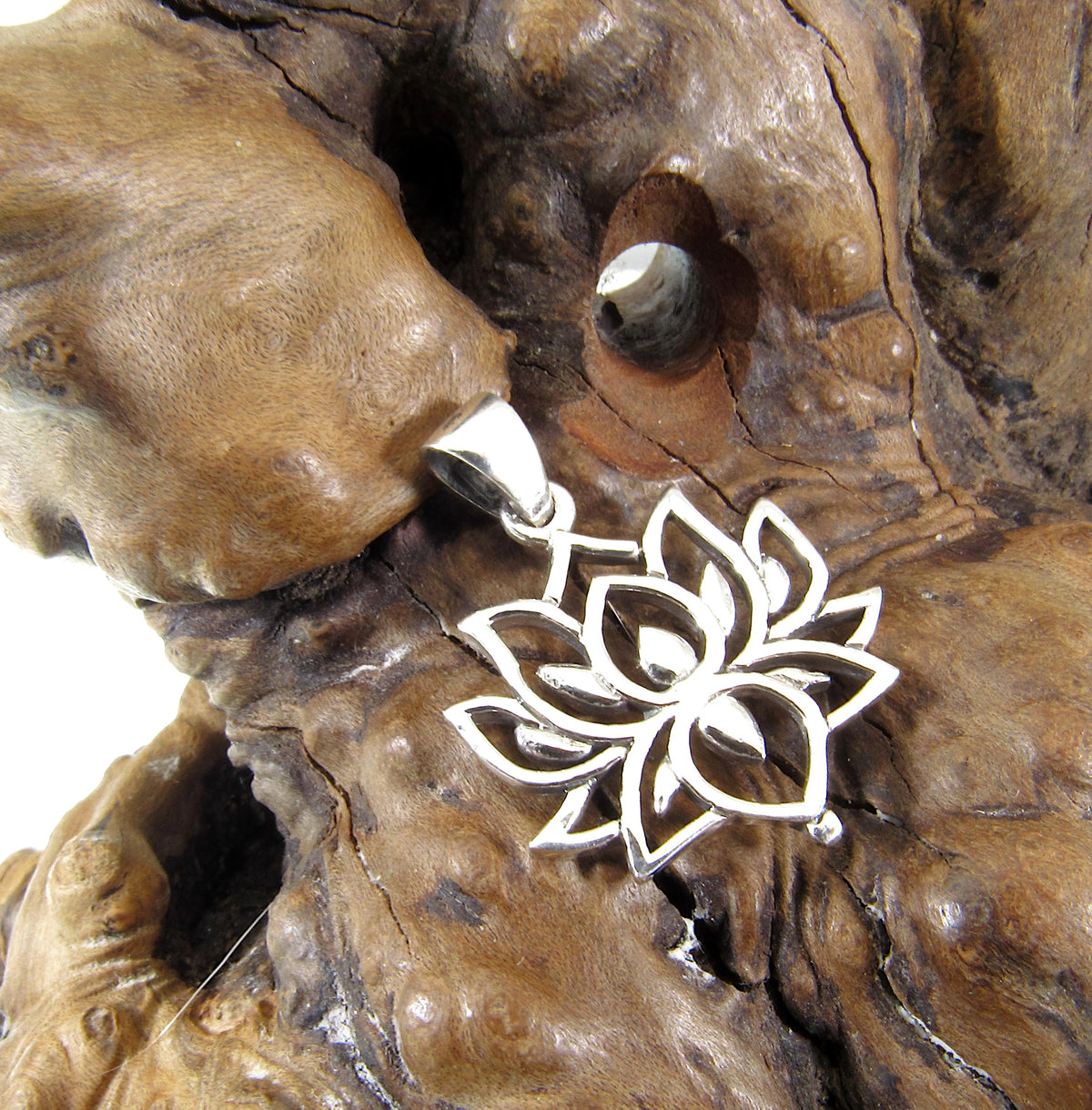 Solid 925 Sterling Silver Lotus Flower Pendant – Boho Yoga Necklace Charm, Spiritual Jewelry for Women & Men, Meditation Gift for Yogis