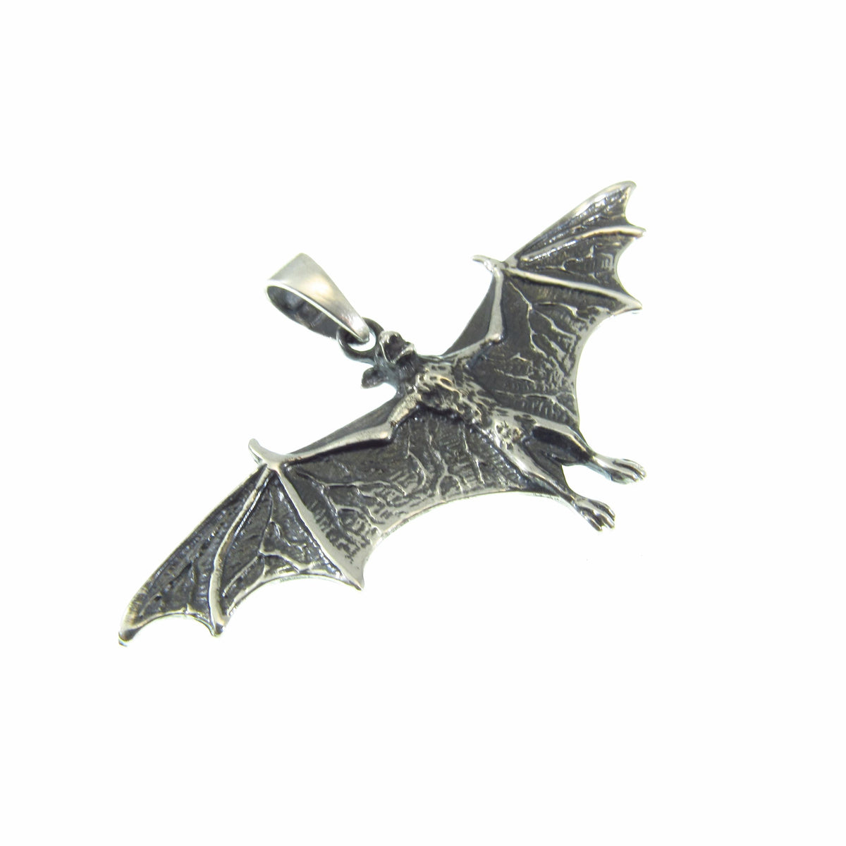 Solid 925 Sterling Silver Bat Pendant – Gothic Vampire Necklace Pendant, Sculptural Wiccan Jewelry