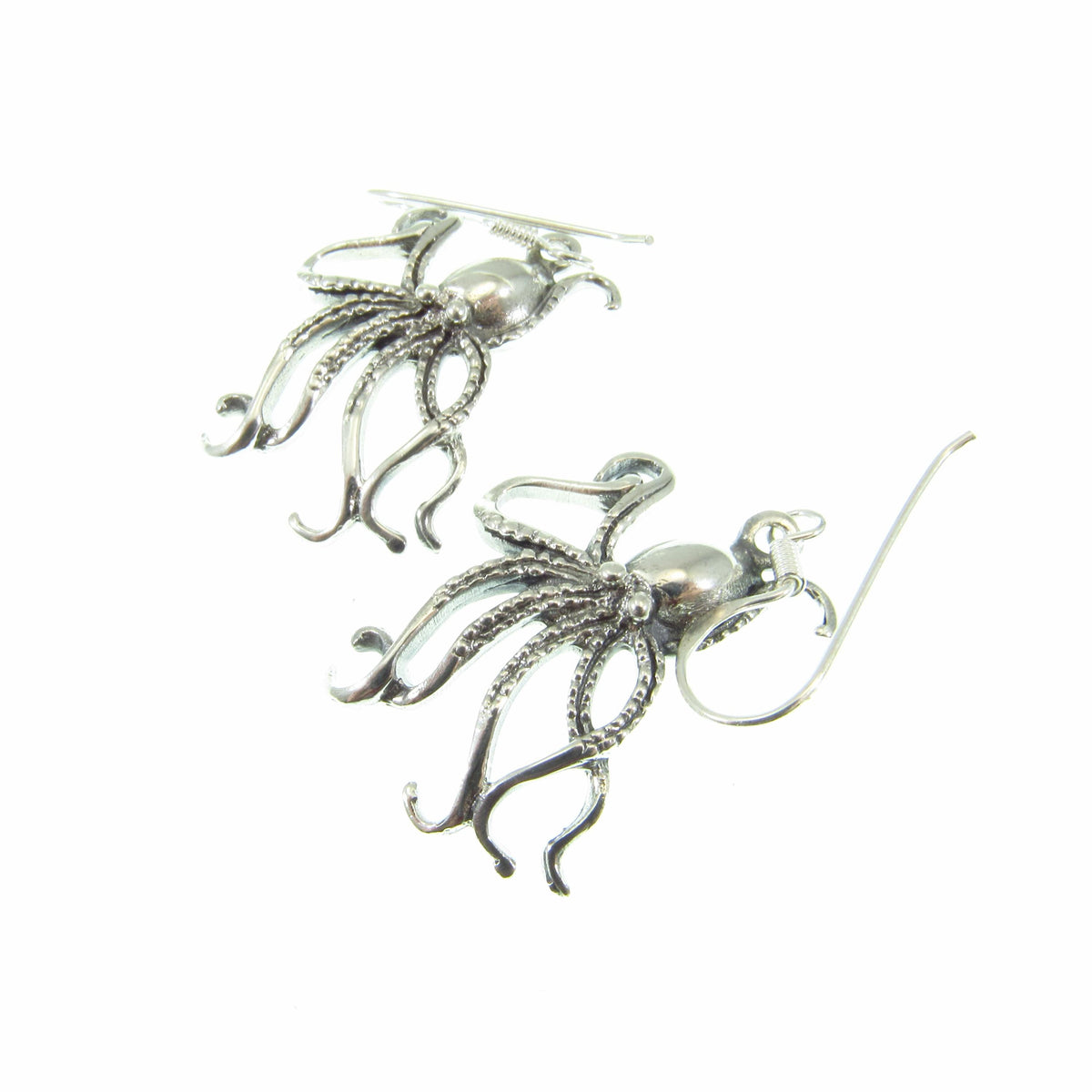 Solid 925 Sterling Silver Octopus Earrings – Nautical Ocean Jewelry, Beach Lover Gift, Boho Sea Life Drop / Hook / Dangle Earrings for Women
