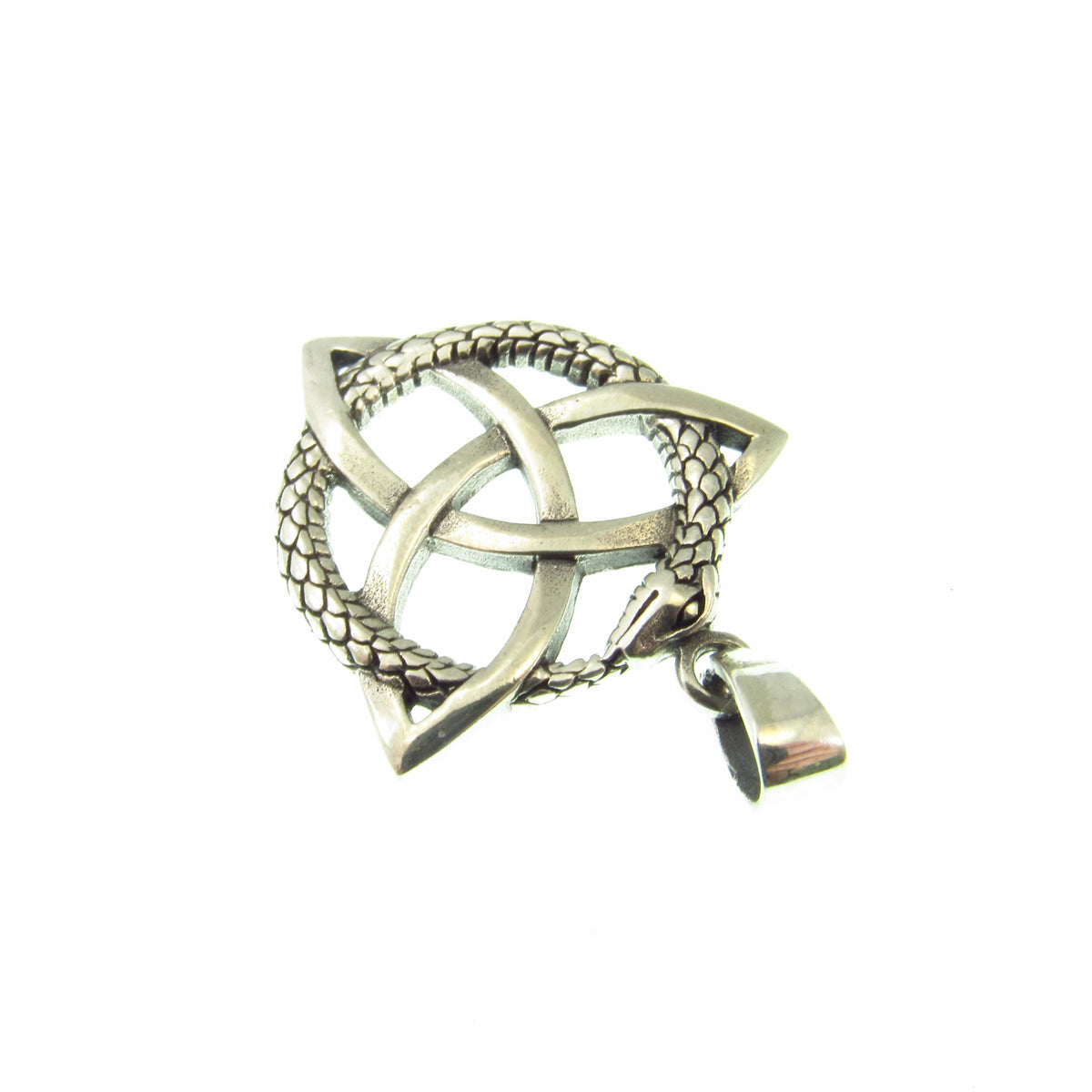 Solid 925 Sterling Silver Ouroboros Celtic Knot Pendant - Norse Viking Necklace Pendant - Snake Infinity Knot Amulet - Pagan Wiccan Jewelry