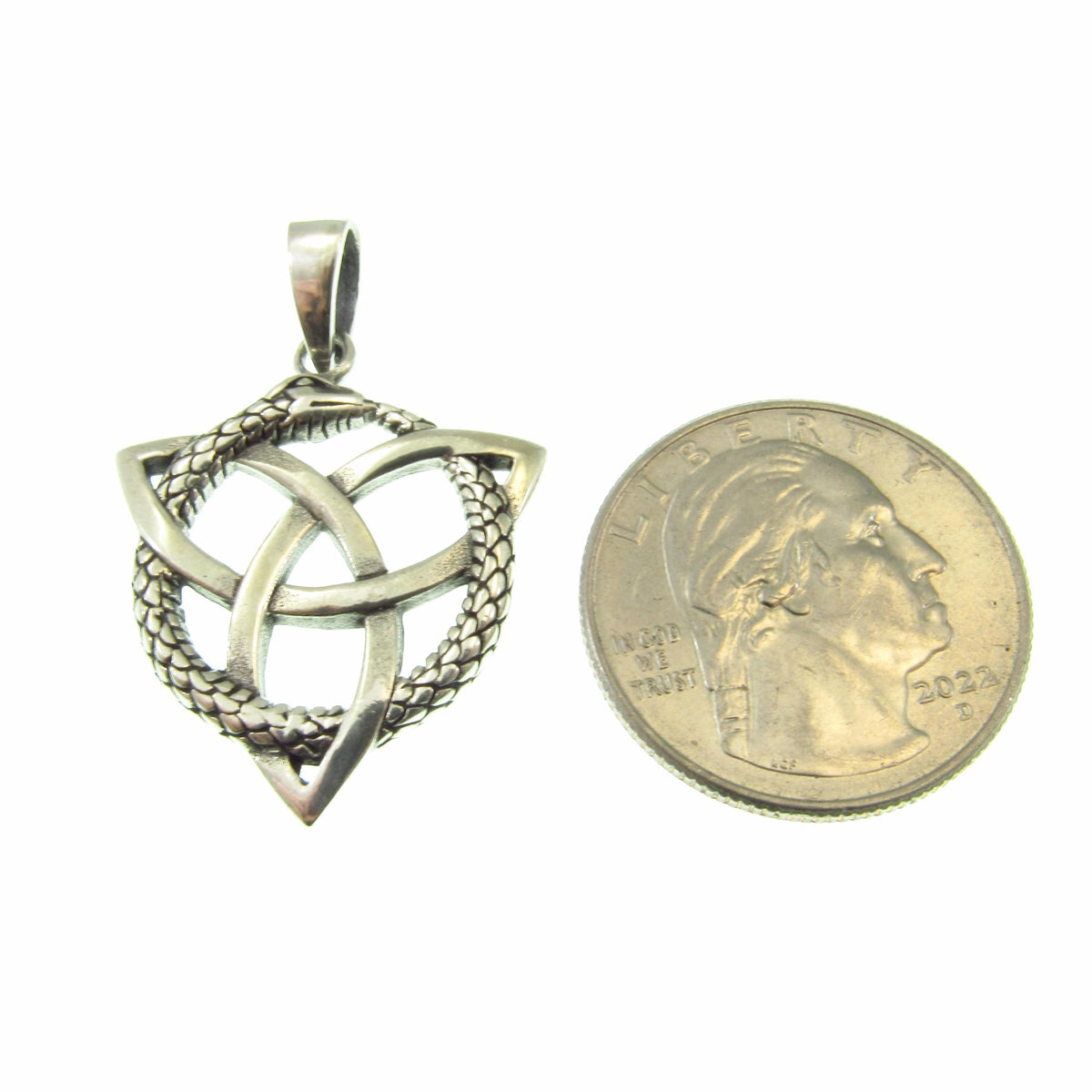 Solid 925 Sterling Silver Ouroboros Celtic Knot Pendant - Norse Viking Necklace Pendant - Snake Infinity Knot Amulet - Pagan Wiccan Jewelry