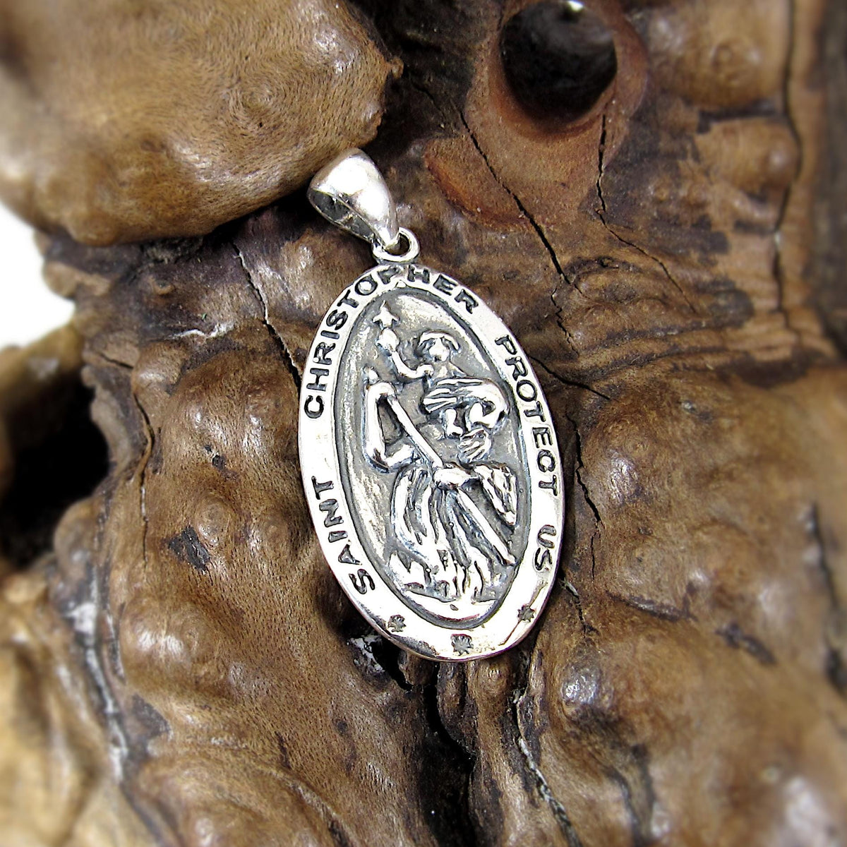 Solid 925 Sterling Silver St. Saint Christopher Pendant, Travel Protection Charm, Handcrafted Religious Medal, Patron Saint Jewelry