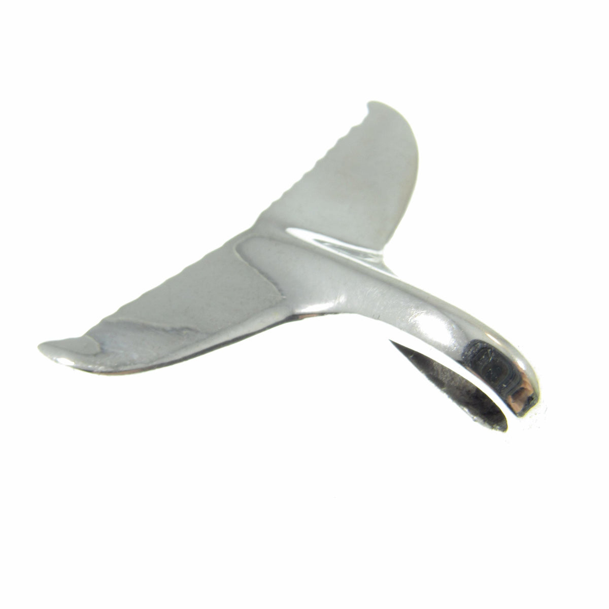 Solid 925 Sterling Silver 3D Whale Tail Slide Pendant - Nautical Jewelry Charm - Unique Design