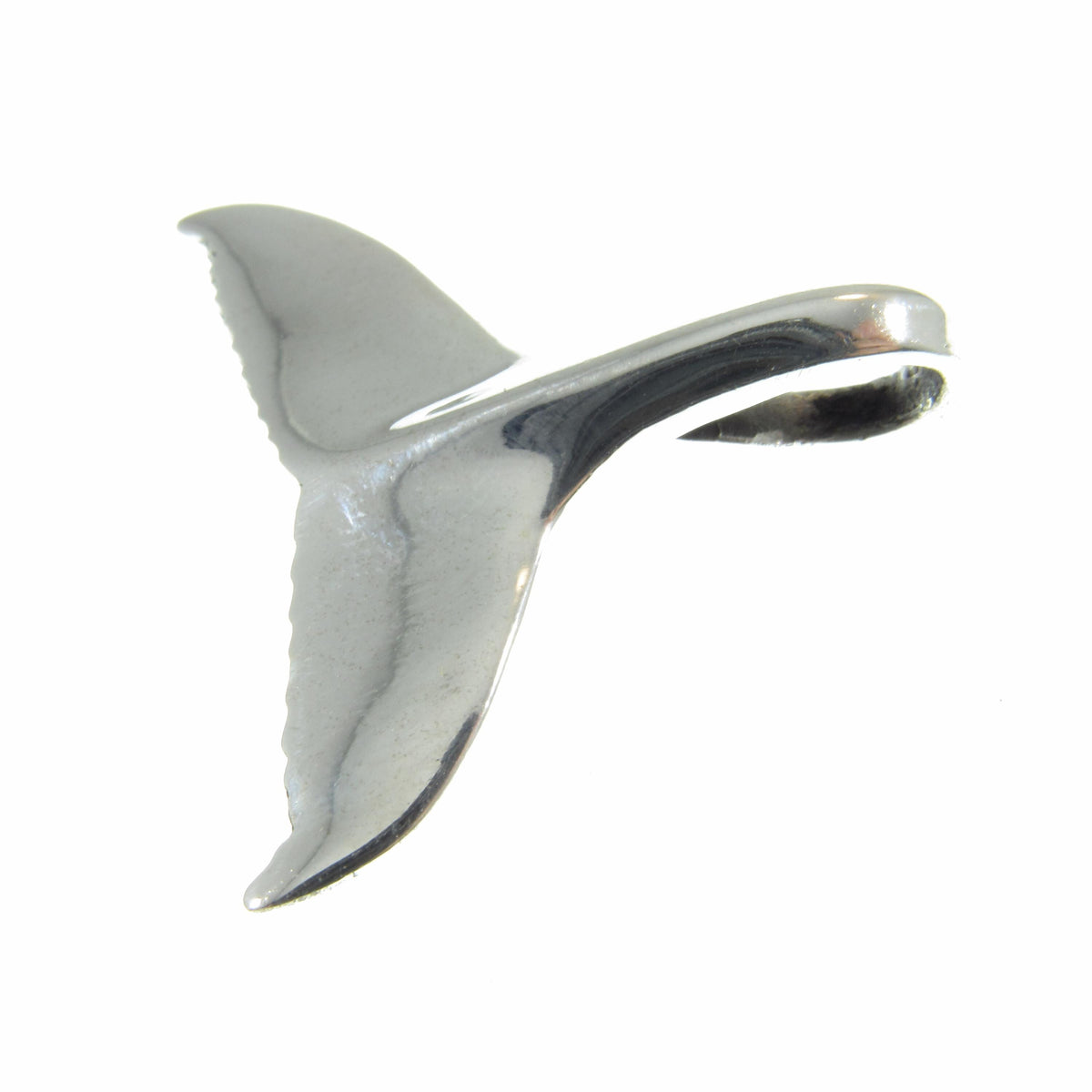 Solid 925 Sterling Silver 3D Whale Tail Slide Pendant - Nautical Jewelry Charm - Unique Design