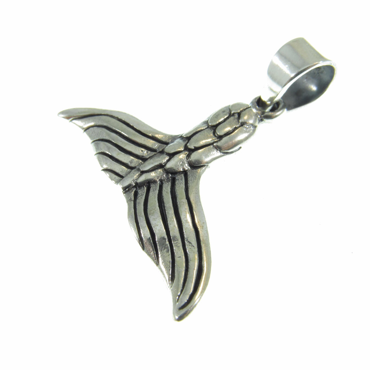 Mermaid Tail Pendant - Solid 925 Sterling Silver - Whale Tail Necklace Charm - Handcrafted Nautical Jewelry, Unique Design, Ocean Lover Gift