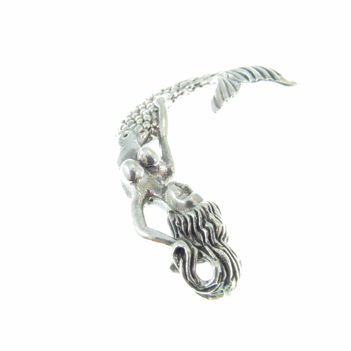 Solid 925 Sterling Silver Mermaid Pendant – Nautical Ocean Jewelry, Fantasy Sea Goddess Charm, Beach Lover Gift, Mythical Siren Pendant