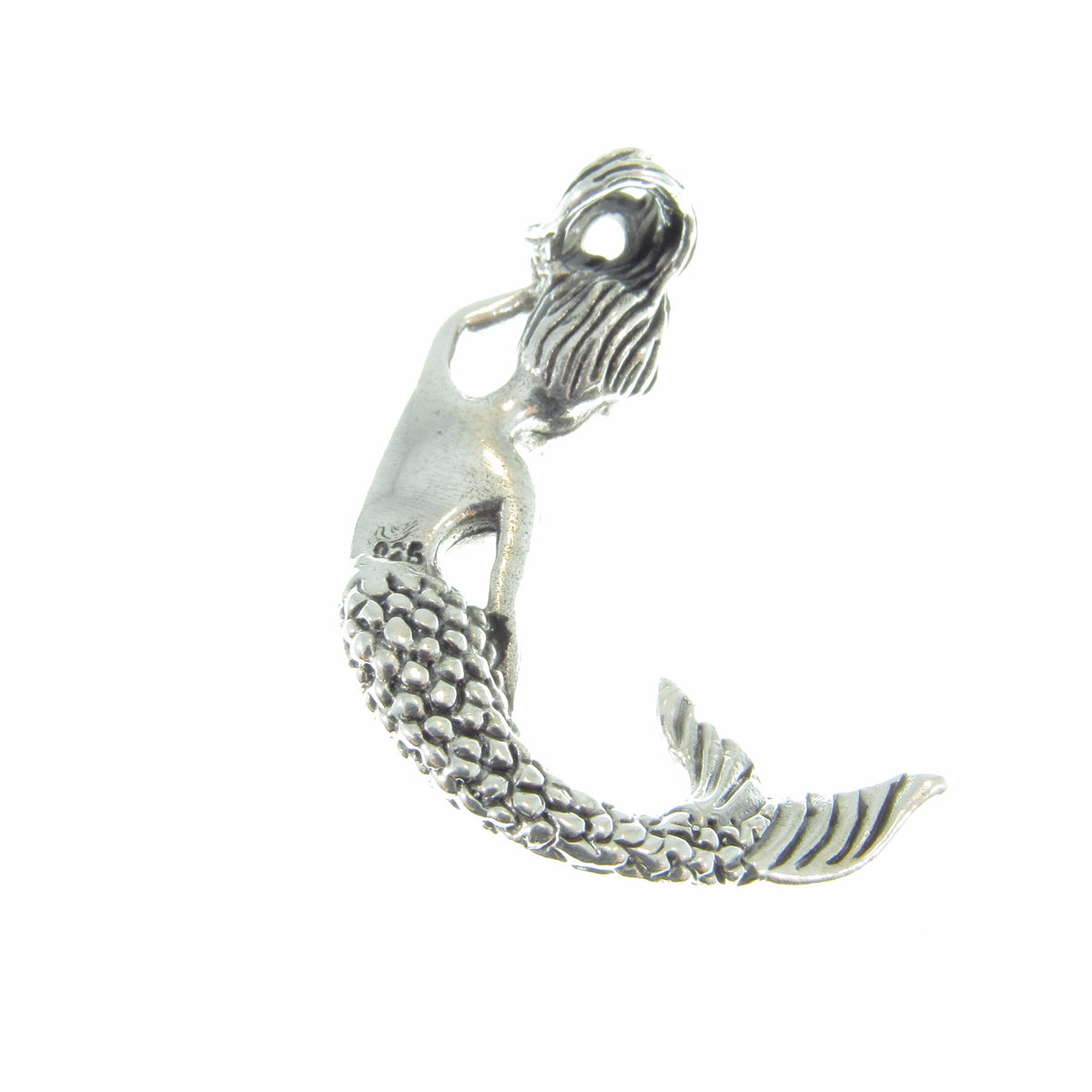 Solid 925 Sterling Silver Mermaid Pendant – Nautical Ocean Jewelry, Fantasy Sea Goddess Charm, Beach Lover Gift, Mythical Siren Pendant