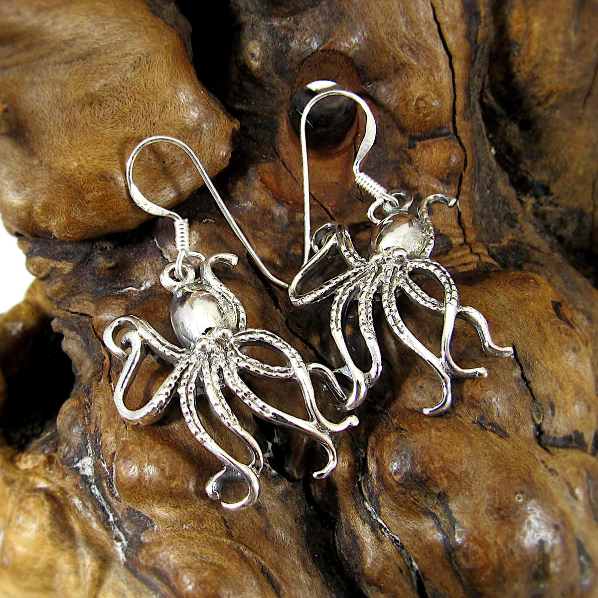 Solid 925 Sterling Silver Octopus Earrings – Nautical Ocean Jewelry, Beach Lover Gift, Boho Sea Life Drop / Hook / Dangle Earrings for Women