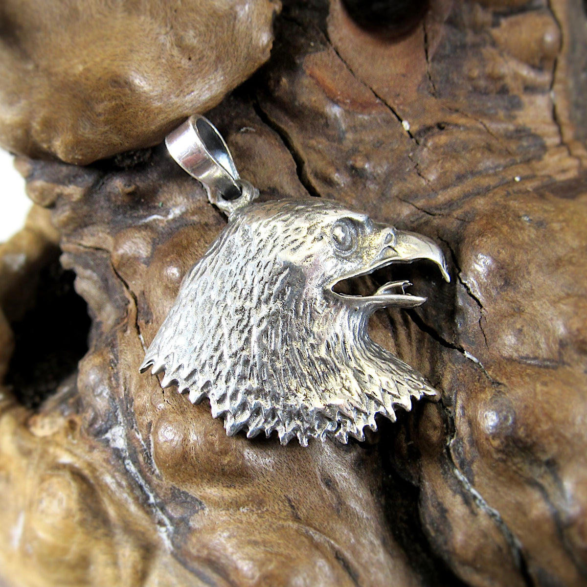 Solid 925 Sterling Silver Eagle Head Pendant – Handcrafted Bald Eagle Charm - Gift for Men & Women – Nature and Wildlife Jewelry