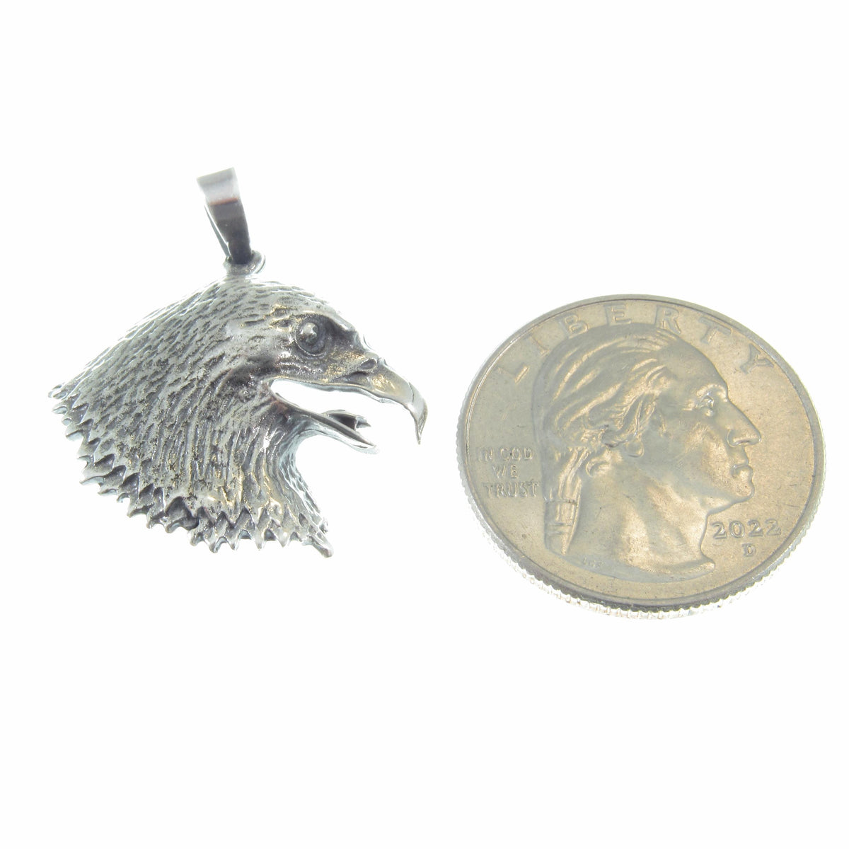 Solid 925 Sterling Silver Eagle Head Pendant – Handcrafted Bald Eagle Charm - Gift for Men & Women – Nature and Wildlife Jewelry