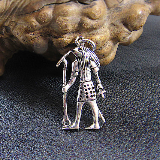 Solid 925 Sterling Silver Thoth Pendant – Egyptian God of Wisdom, Scribe & Moon, Ancient Egypt Amulet, Pagan Jewelry, Hermetic Talisman