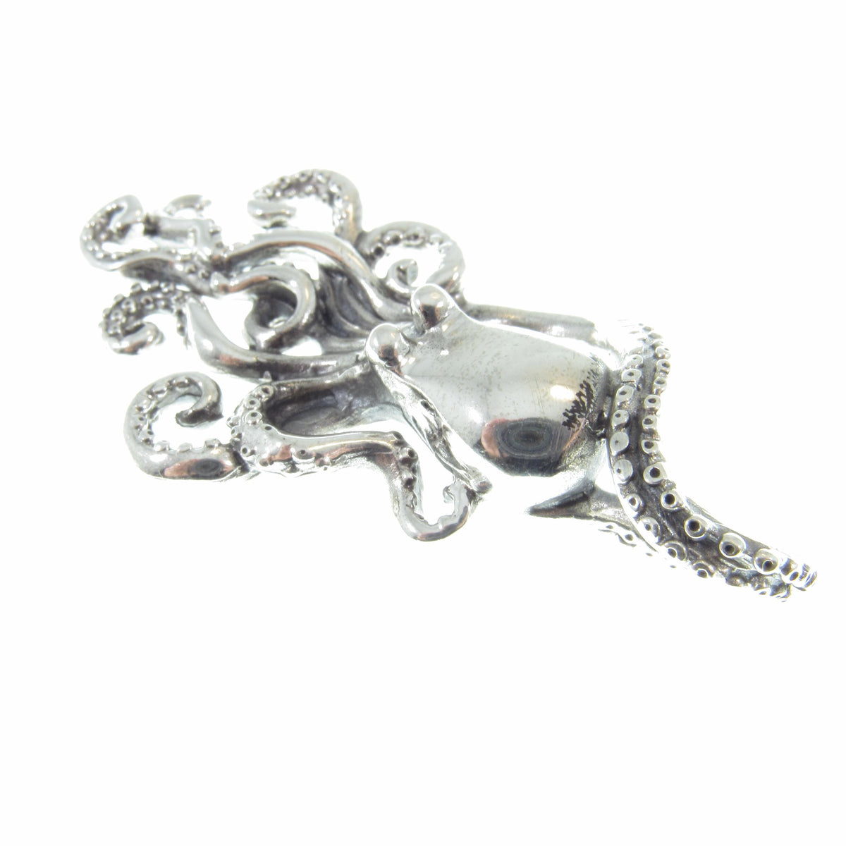 Large Solid 925 Sterling Silver Octopus Slide Pendant – Nautical Jewelry – Ocean Lover Statement Piece