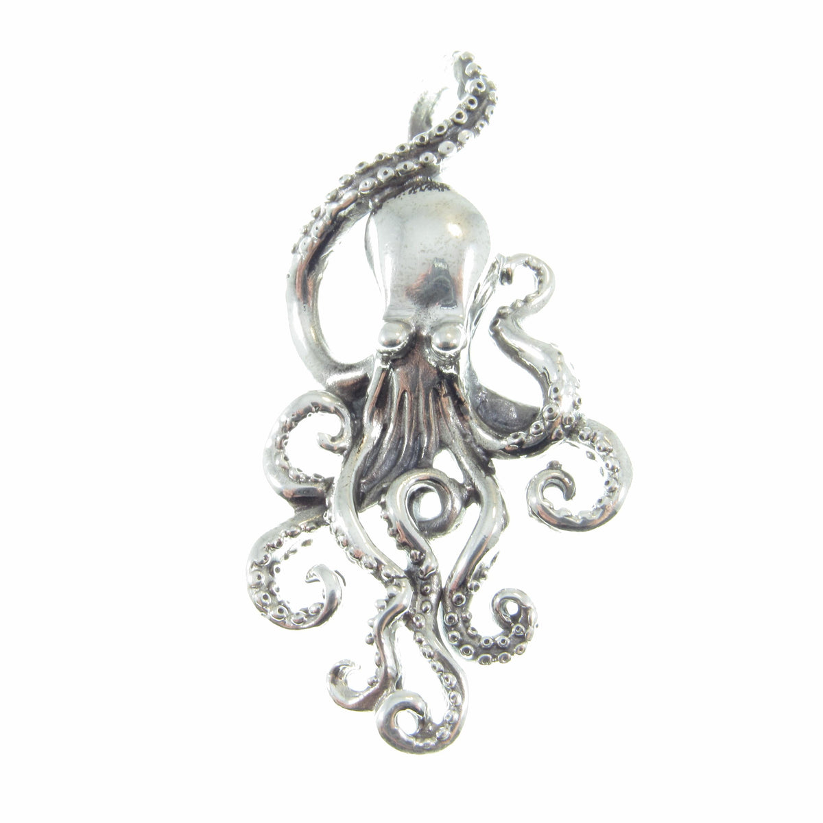 Large Solid 925 Sterling Silver Octopus Slide Pendant – Nautical Jewelry – Ocean Lover Statement Piece
