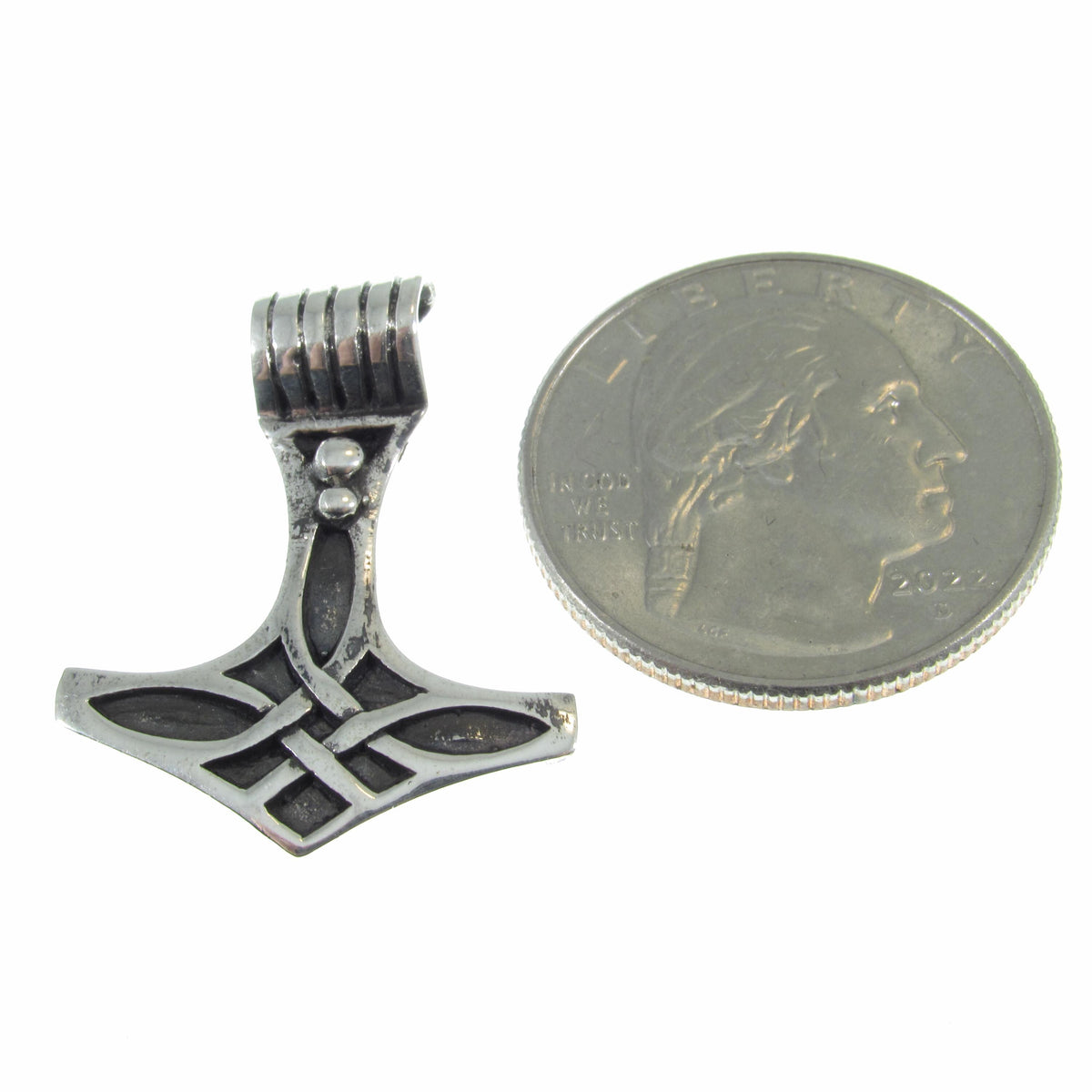 Solid 925 Sterling Silver Thor’s Hammer Slide Pendant – Handcrafted Viking Jewelry – Norse Mythology Charm – Mjolnir Celtic Knotwork Amulet