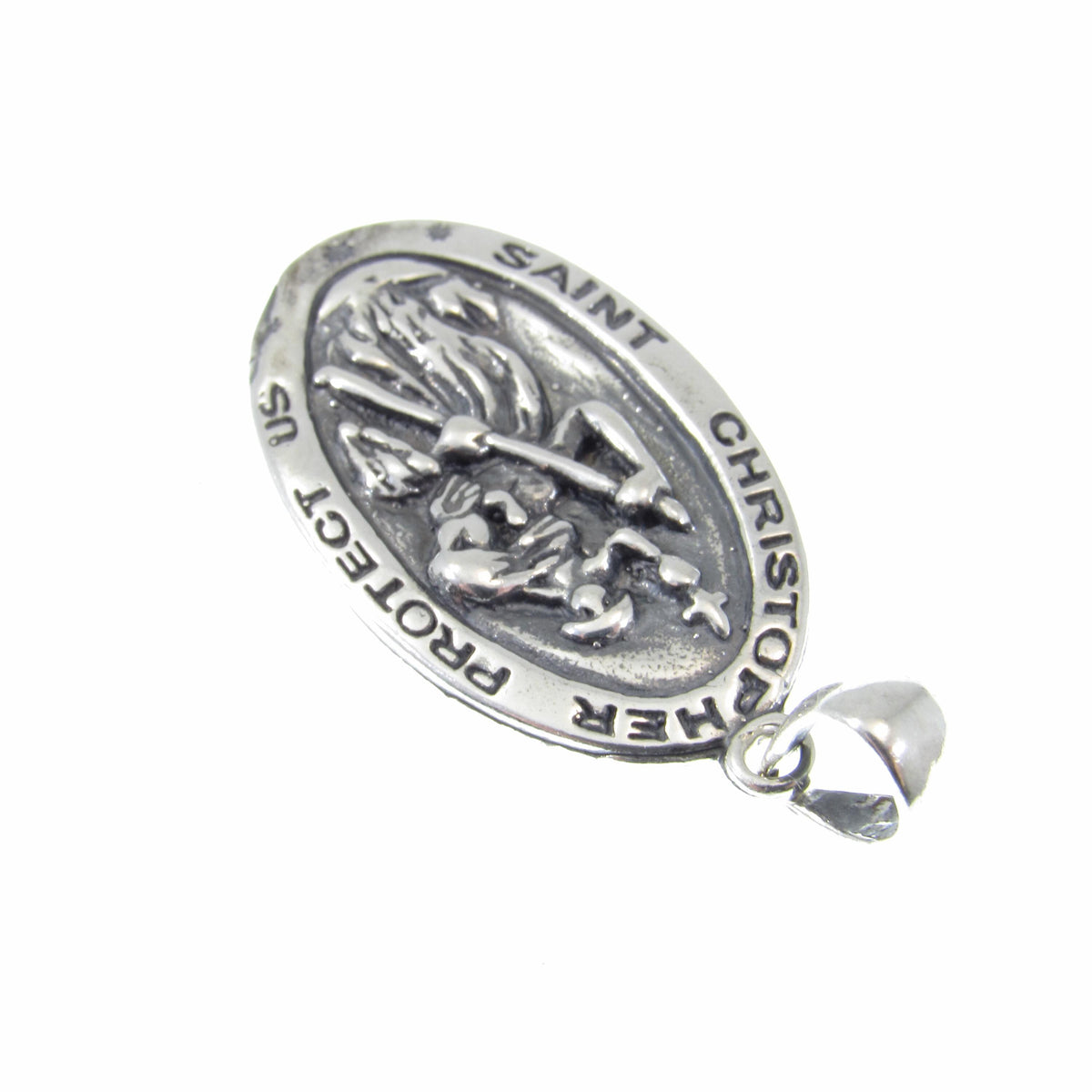 Solid 925 Sterling Silver St. Saint Christopher Pendant, Travel Protection Charm, Handcrafted Religious Medal, Patron Saint Jewelry