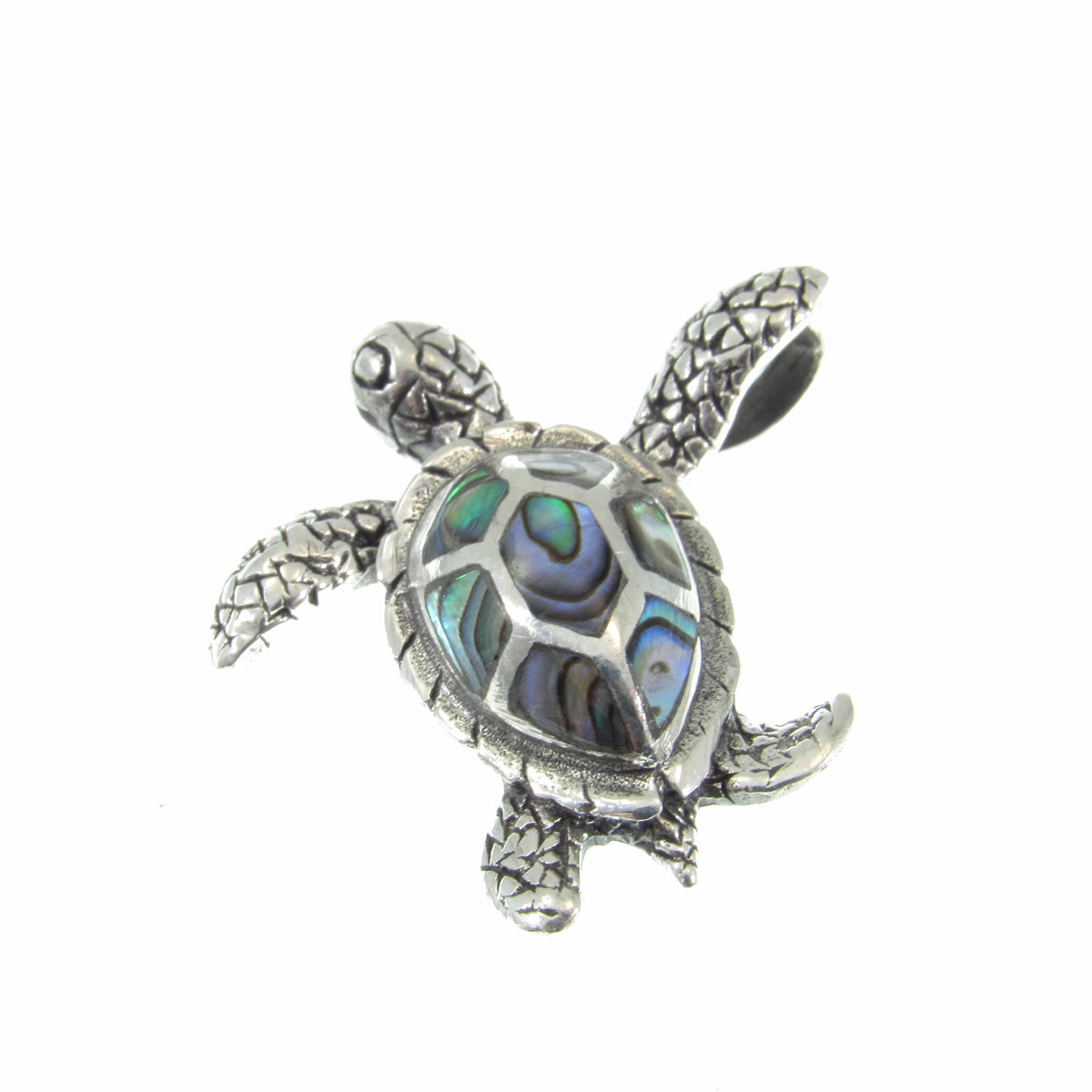 Solid 925 Sterling Silver Sea Turtle Slide Pendant with Abalone Shell – Ocean Jewelry, Nautical Animal Necklace, Beach Lover Gift