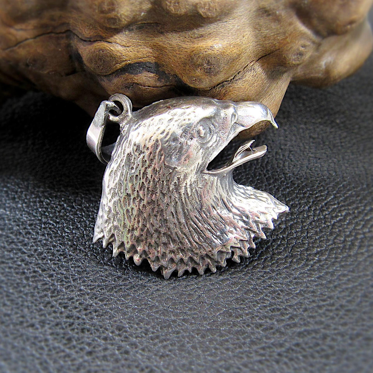 Solid 925 Sterling Silver Eagle Head Pendant – Handcrafted Bald Eagle Charm - Gift for Men & Women – Nature and Wildlife Jewelry