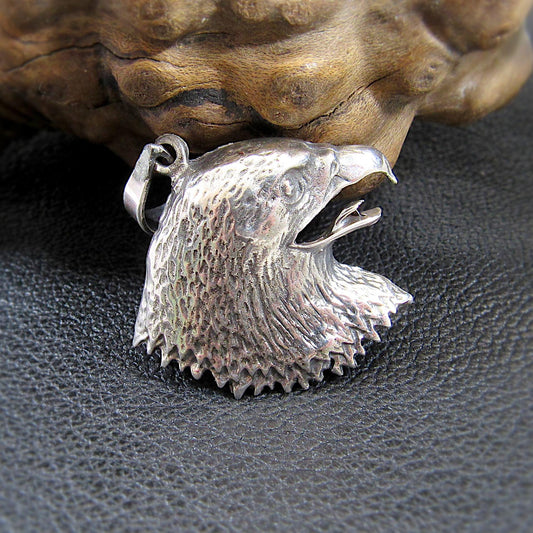 Solid 925 Sterling Silver Eagle Head Pendant – Handcrafted Bald Eagle Charm - Gift for Men & Women – Nature and Wildlife Jewelry