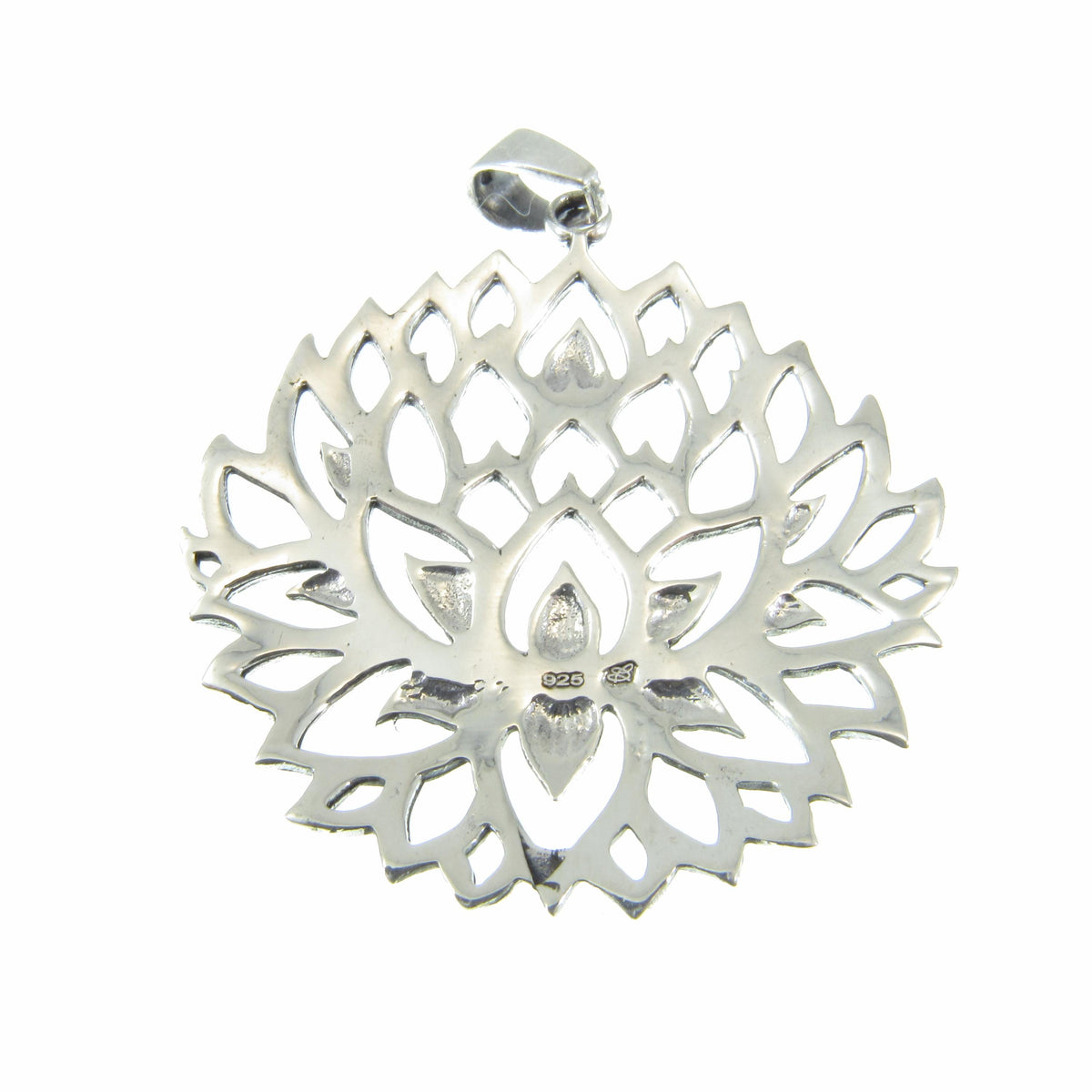 Solid 925 Sterling Silver Lotus Pendant – Large Sacred Flower Amulet, Yoga Spiritual Jewelry, Symbol of Enlightenment, Boho Gift for Her
