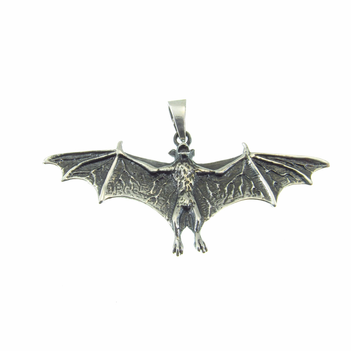Solid 925 Sterling Silver Bat Pendant – Gothic Vampire Necklace Pendant, Sculptural Wiccan Jewelry