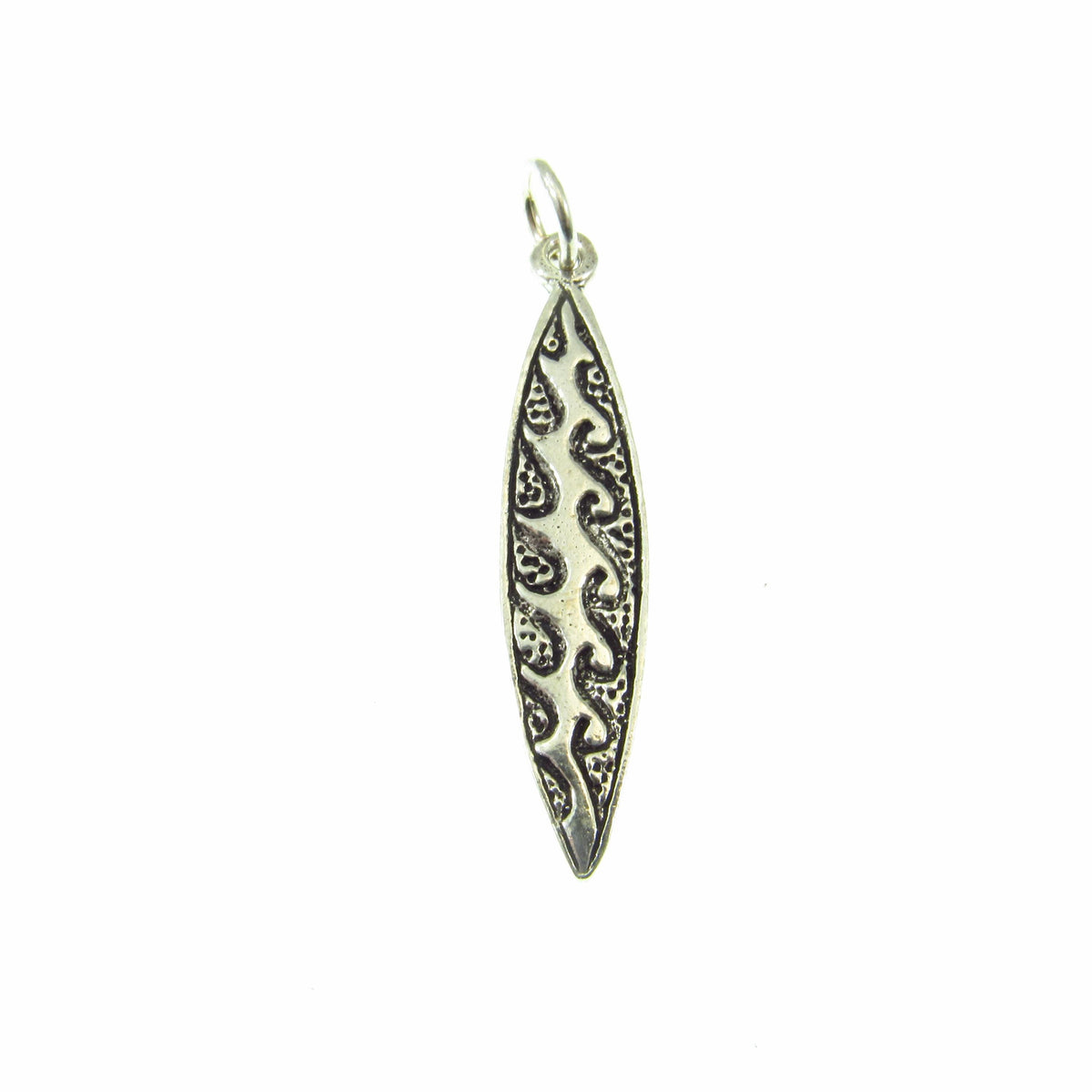 Solid 925 Sterling Silver Surfboard Pendant, Tropical Beach Necklace Charm