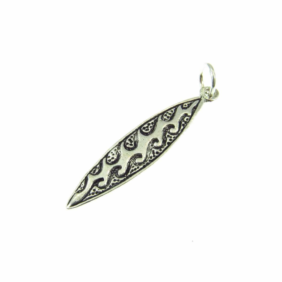 Solid 925 Sterling Silver Surfboard Pendant, Tropical Beach Necklace Charm