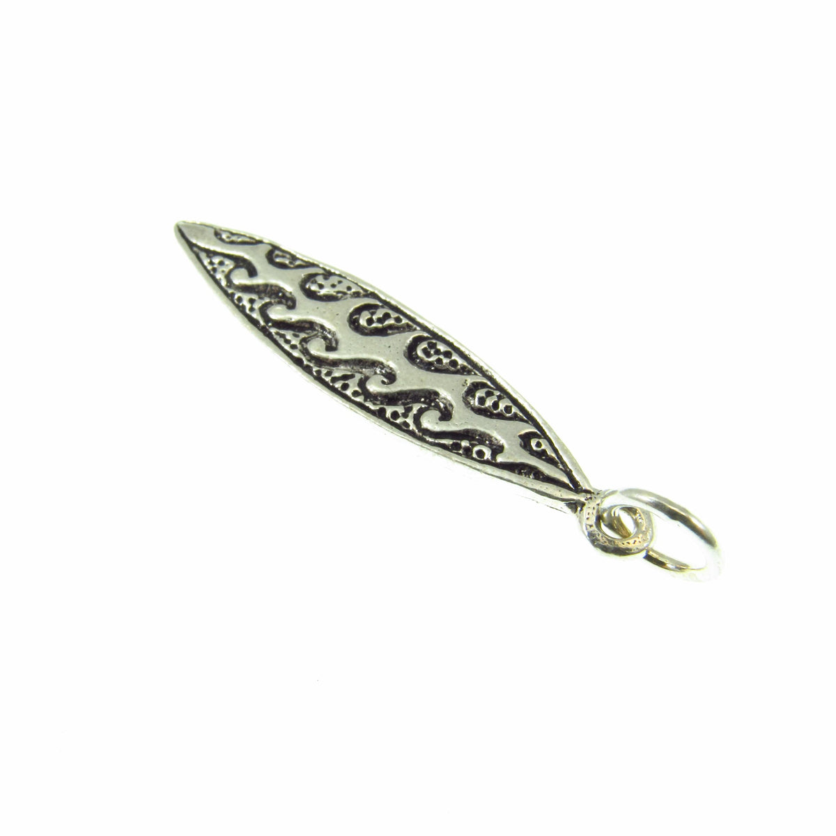 Solid 925 Sterling Silver Surfboard Pendant, Tropical Beach Necklace Charm