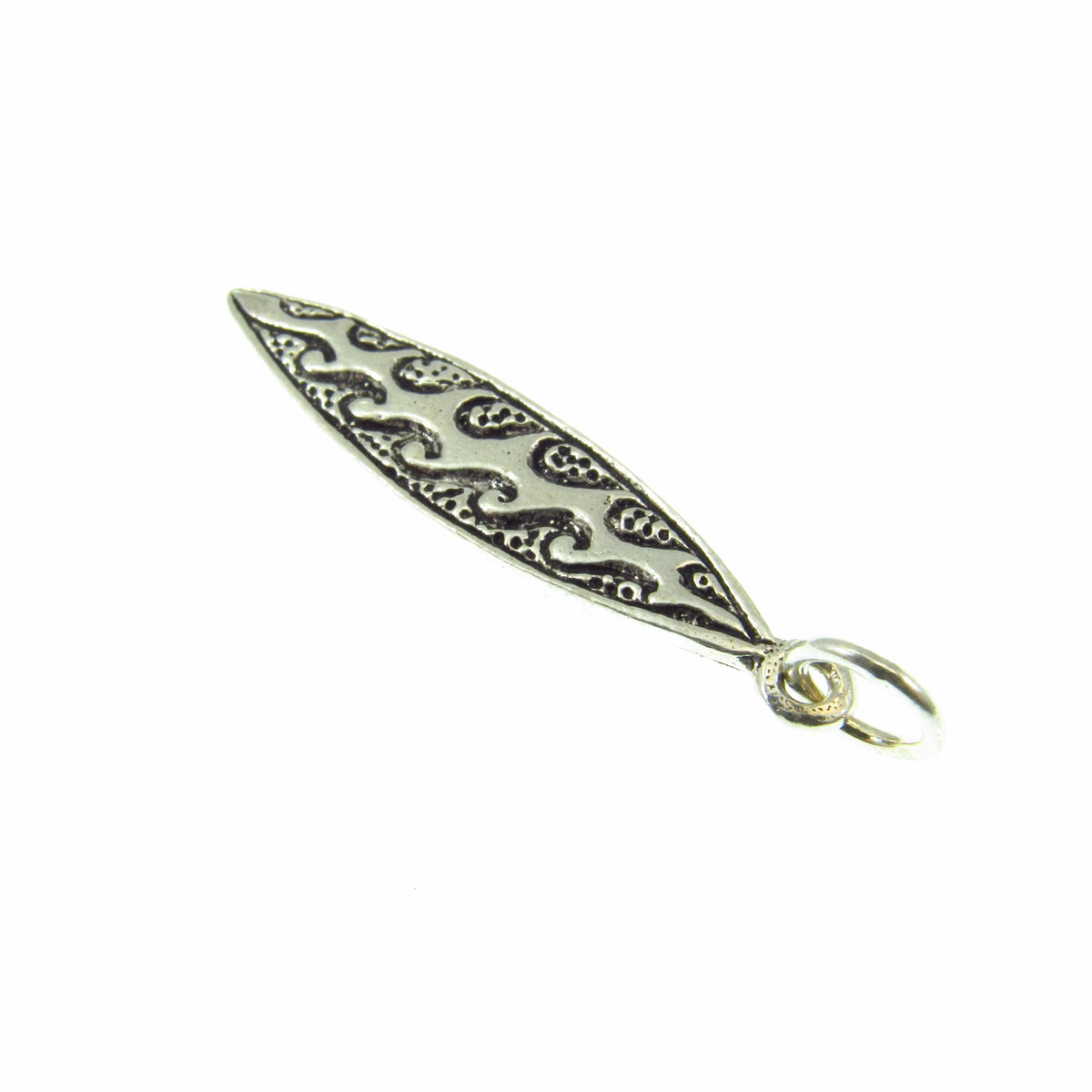Solid 925 Sterling Silver Surfboard Pendant, Tropical Beach Necklace Charm