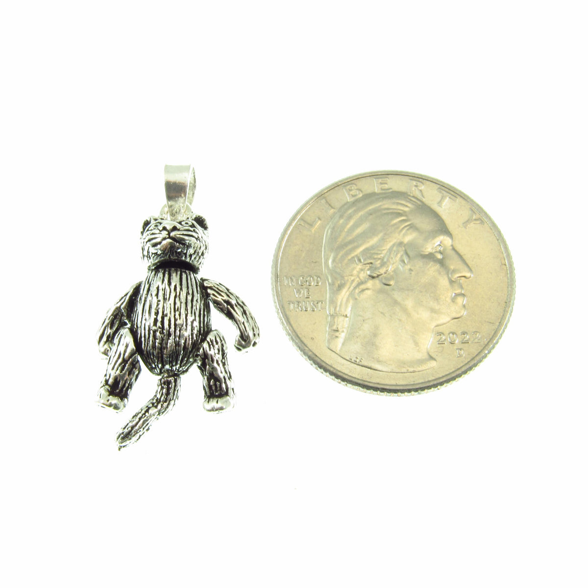 Solid 925 Sterling Silver Articulated Kitty Cat Pendant – Movable Cat Charm, Silver Cat Lover Jewelry, Unique Feline Gift