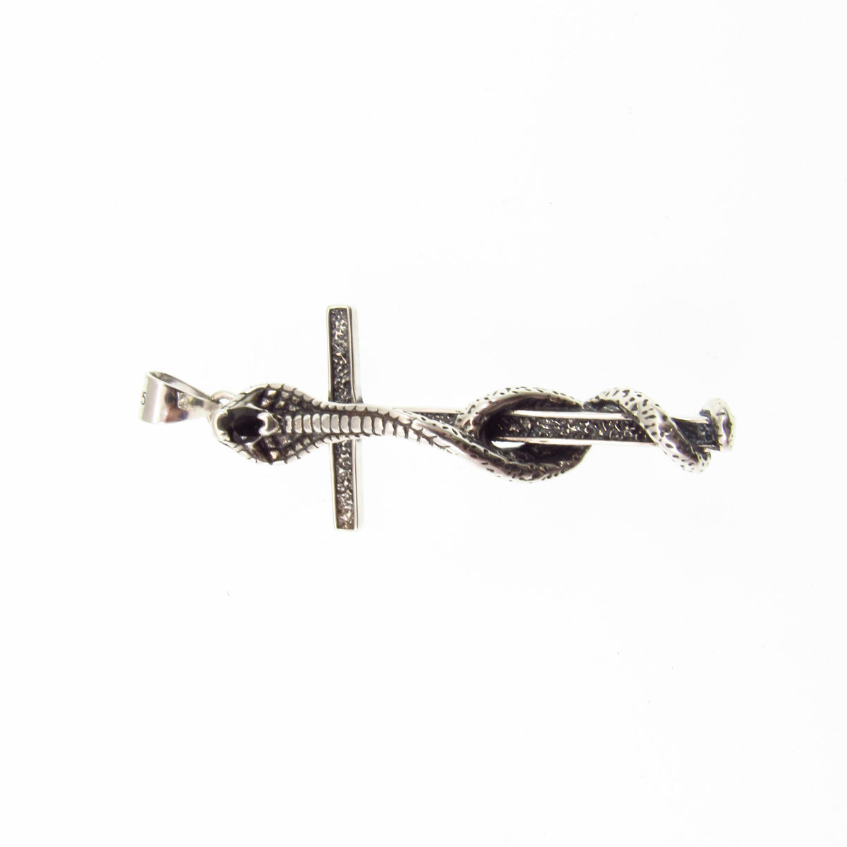 Solid 925 Sterling Silver Cobra Cross Pendant – Gothic Snake & Skull Necklace Pendant, Dark Symbolism Jewelry, Biker and Viking Amulet