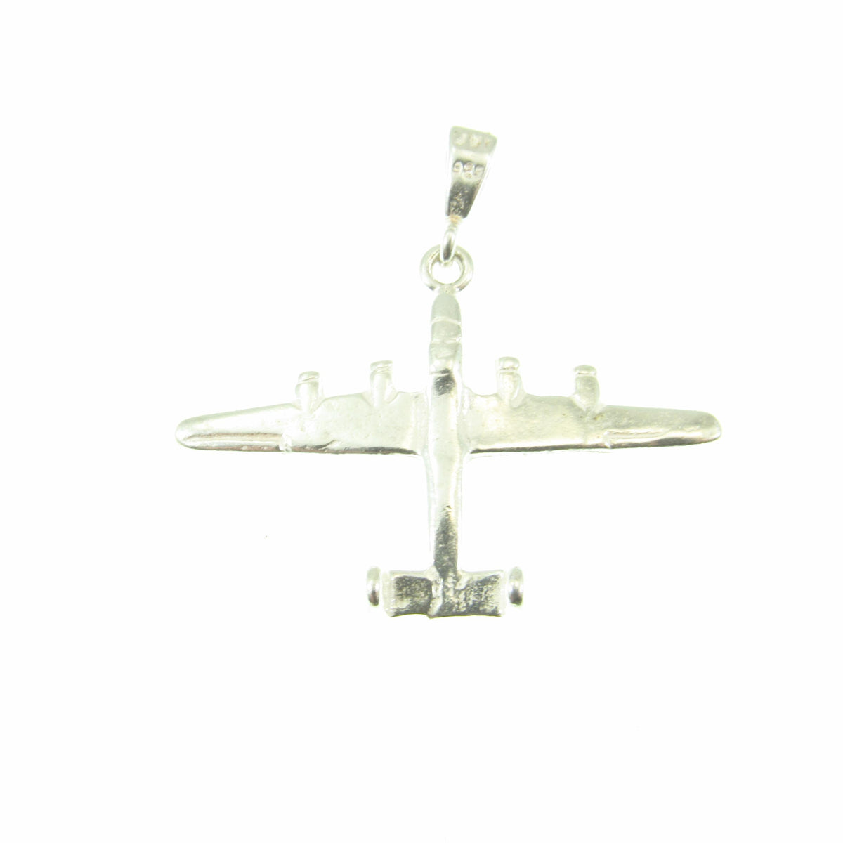 Solid 925 Sterling Silver Bomber Airplane Pendant – WWII Aircraft Necklace Charm, Military Pilot Pendant, Aviation Jewelry Gift
