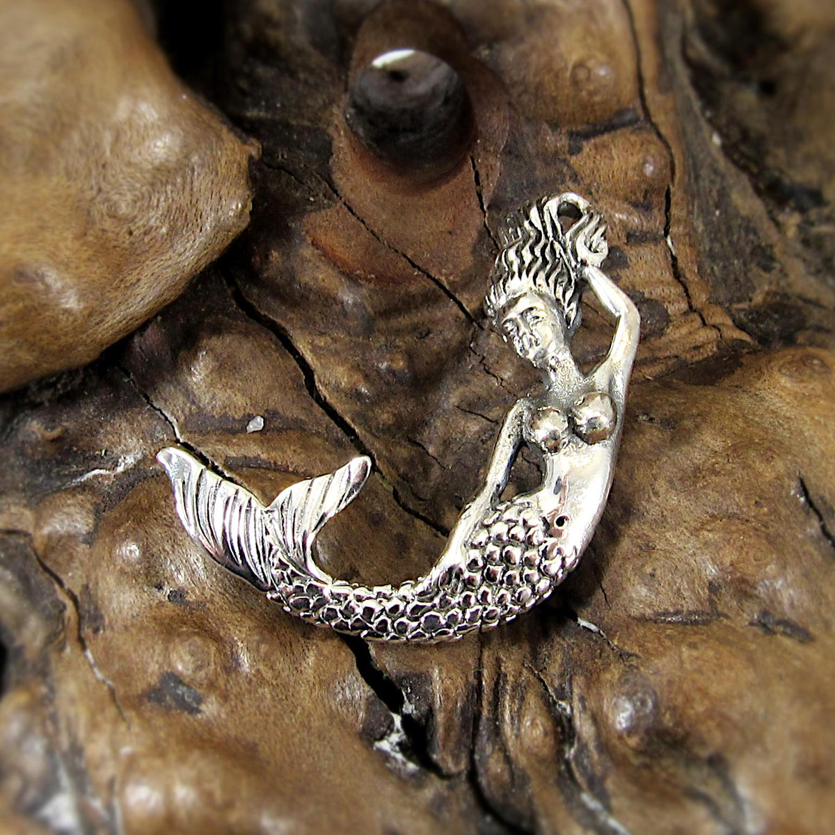 Solid 925 Sterling Silver Mermaid Pendant – Nautical Ocean Jewelry, Fantasy Sea Goddess Charm, Beach Lover Gift, Mythical Siren Pendant