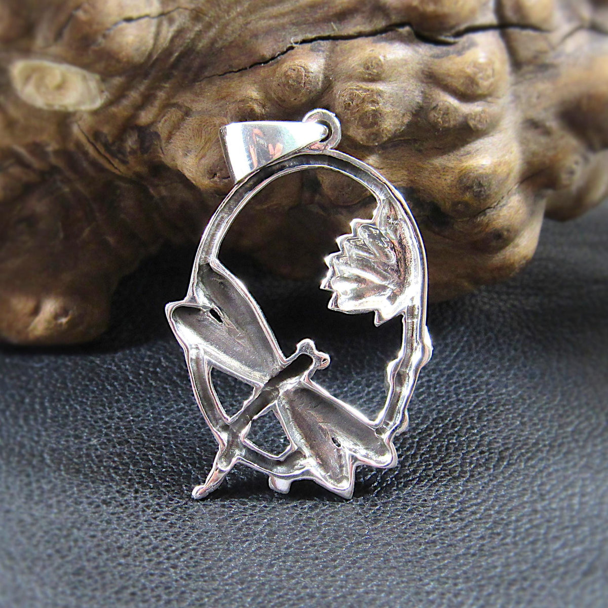Solid 925 Sterling Silver Dragonfly Pendant – Handcrafted Lotus Flower Necklace Charm – Solid Silver Nature Jewelry for Women & Men