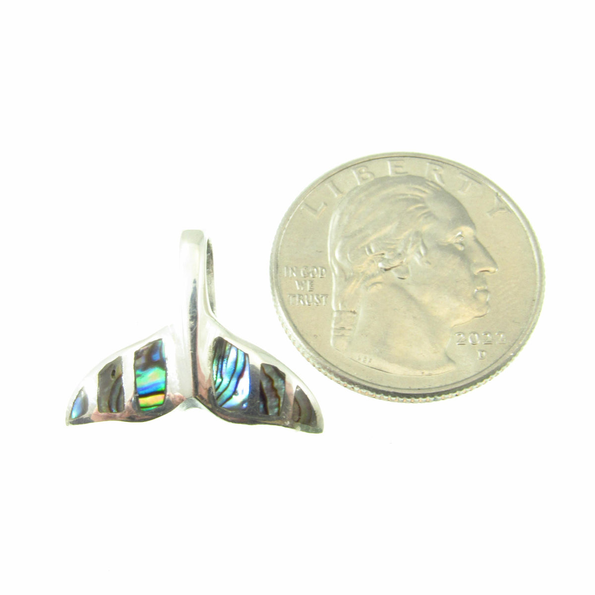 Solid 925 Sterling Silver Whale Tail Slide Pendant with Abalone Shell Inlay – Ocean Jewelry – Coastal Necklace Charm - Gift for Beach Lover