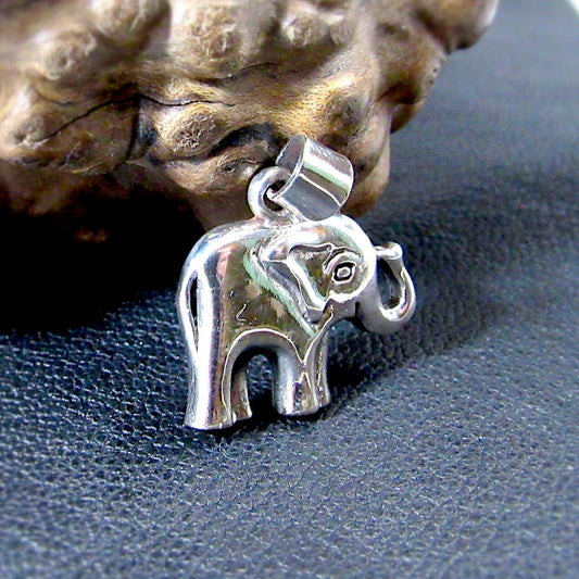 Solid 925 Sterling Silver Elephant Pendant – Handcrafted Good Luck Charm for Animal Lovers & Boho Jewelry – Elephant Necklace Charm Gift