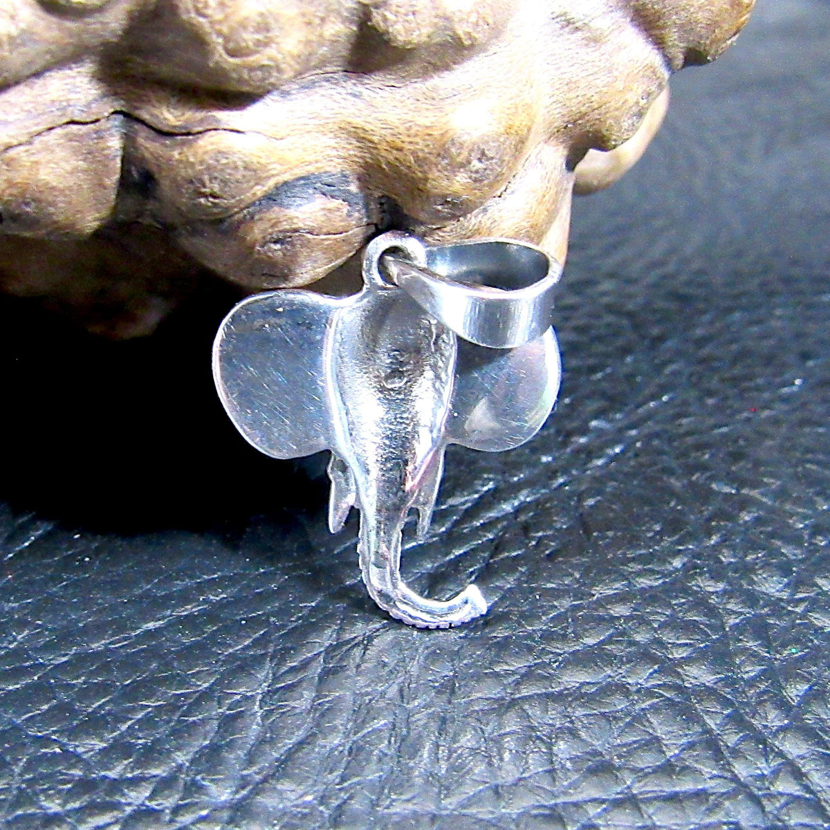 Solid 925 Sterling Silver Elephant Head Pendant – Tribal Elephant Jewelry, Good Luck Totem, Wildlife Gift, African Safari Charm